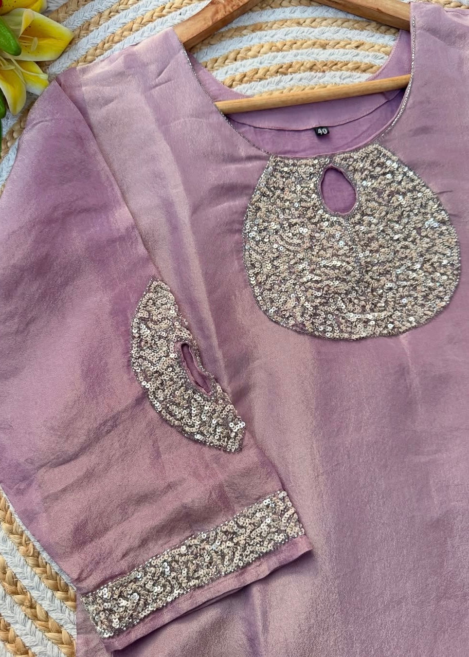 “SHINE” Beautiful brown with gold tone shimmer tissue kurta set