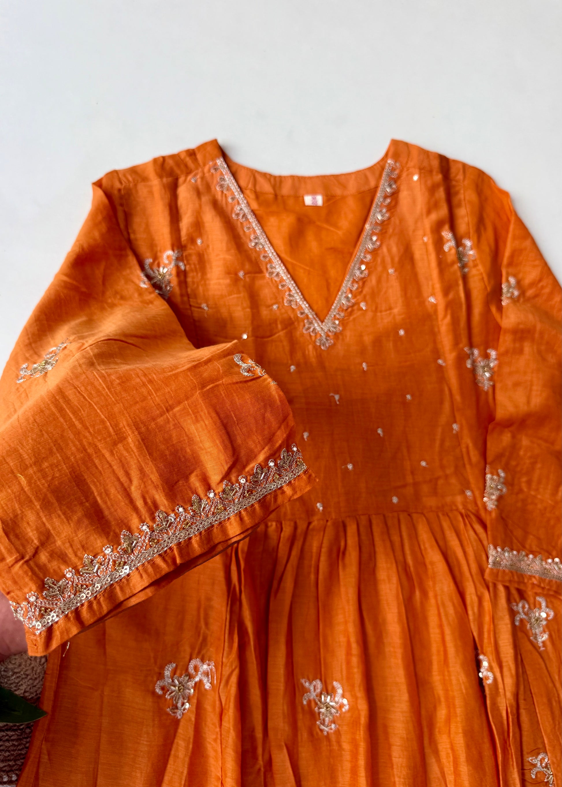 “Ishira” Premium Mul Chanderi Anarkali Kurta Set with Handwork