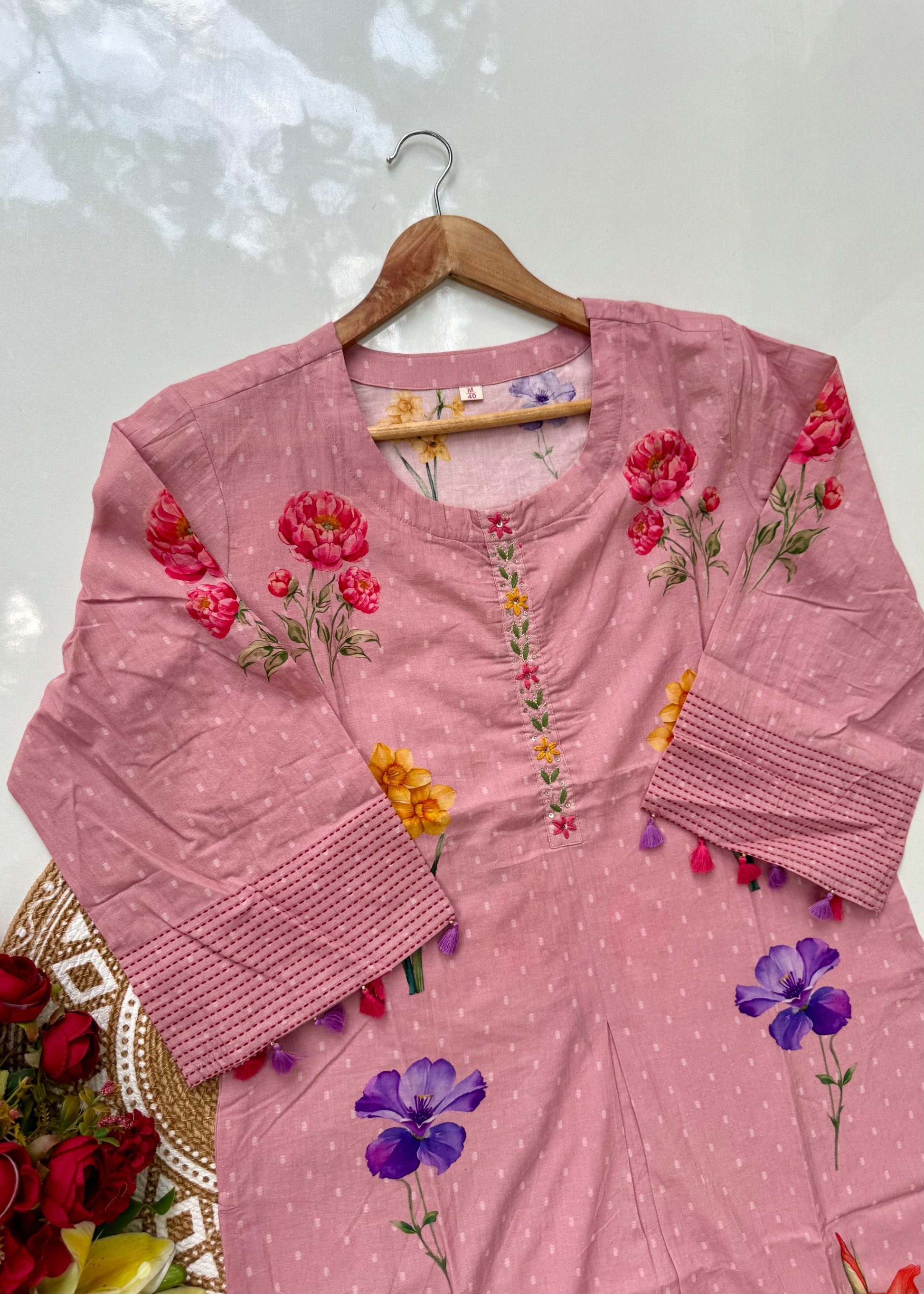 “AVLEEN" Premium Cotton dobby printed kurta set