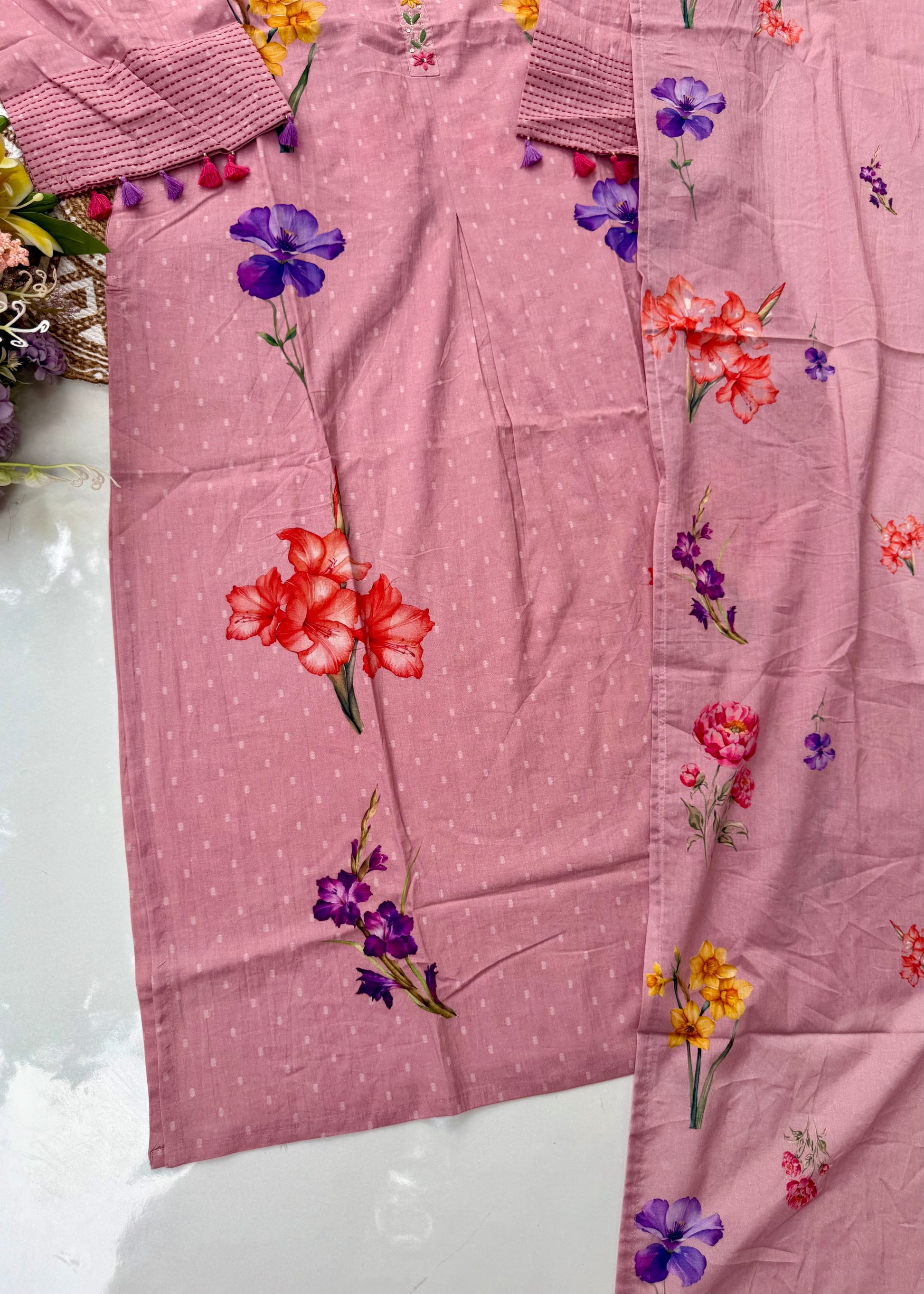 “AVLEEN" Premium Cotton dobby printed kurta set