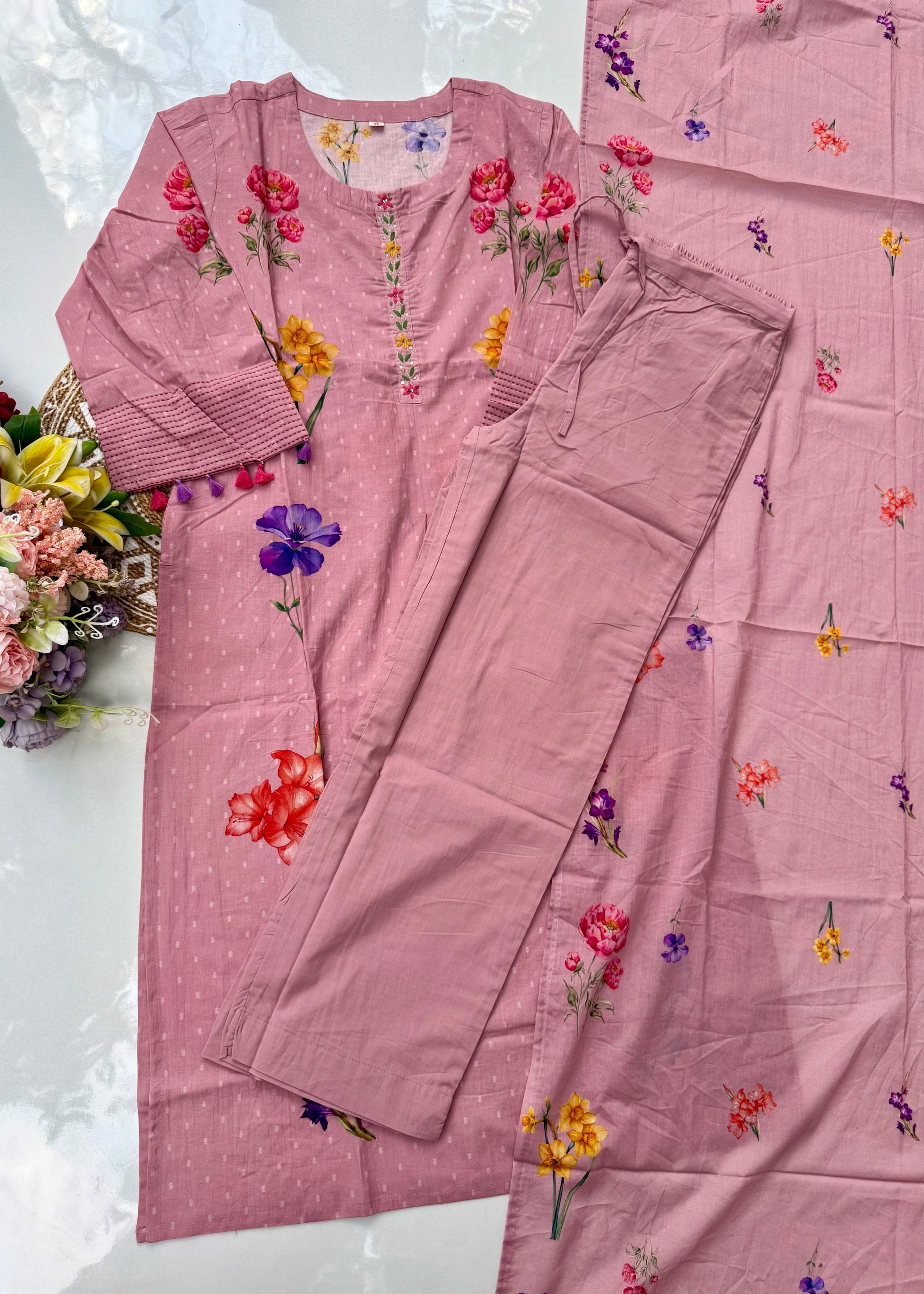 “AVLEEN" Premium Cotton dobby printed kurta set