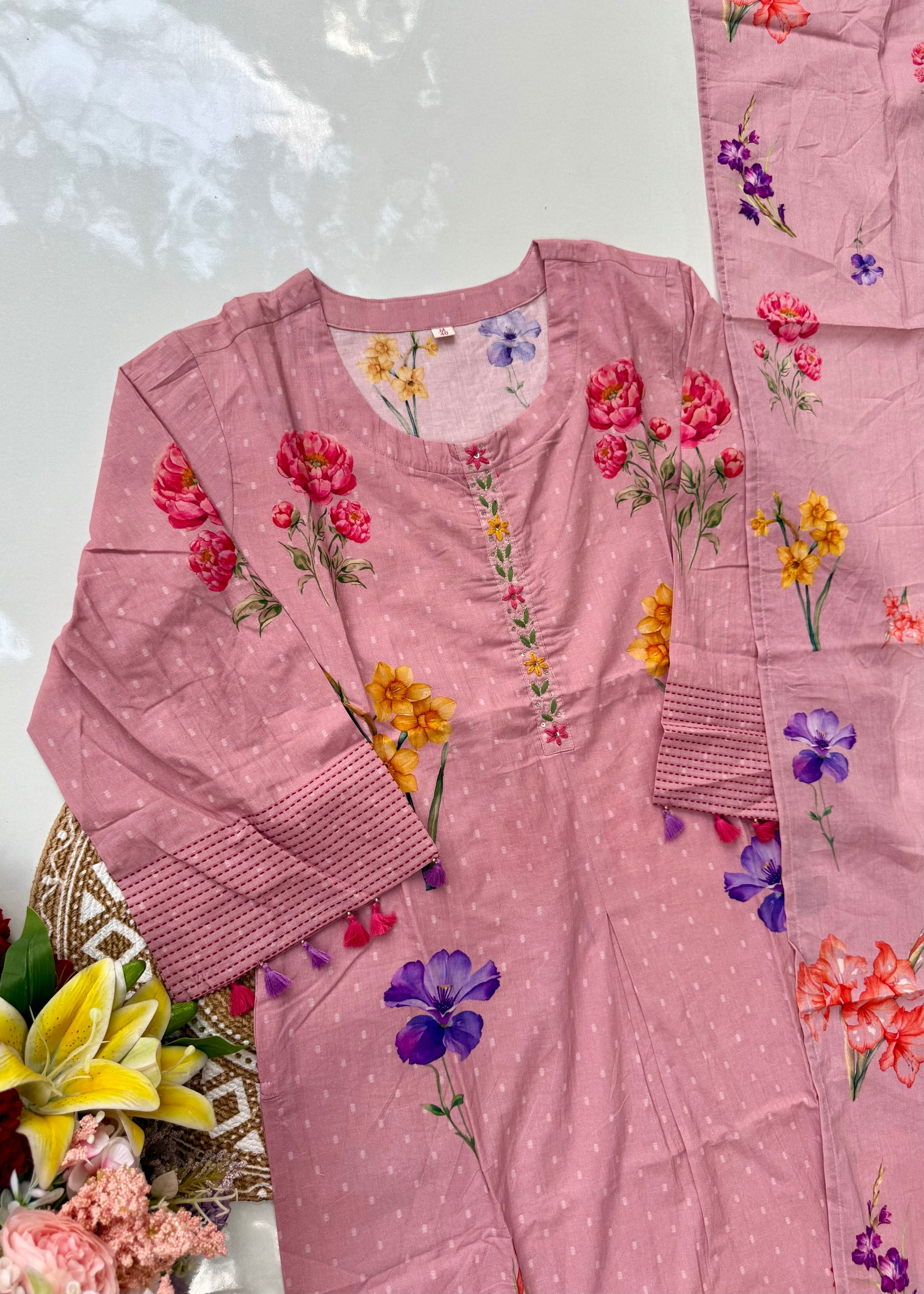 “AVLEEN" Premium Cotton dobby printed kurta set