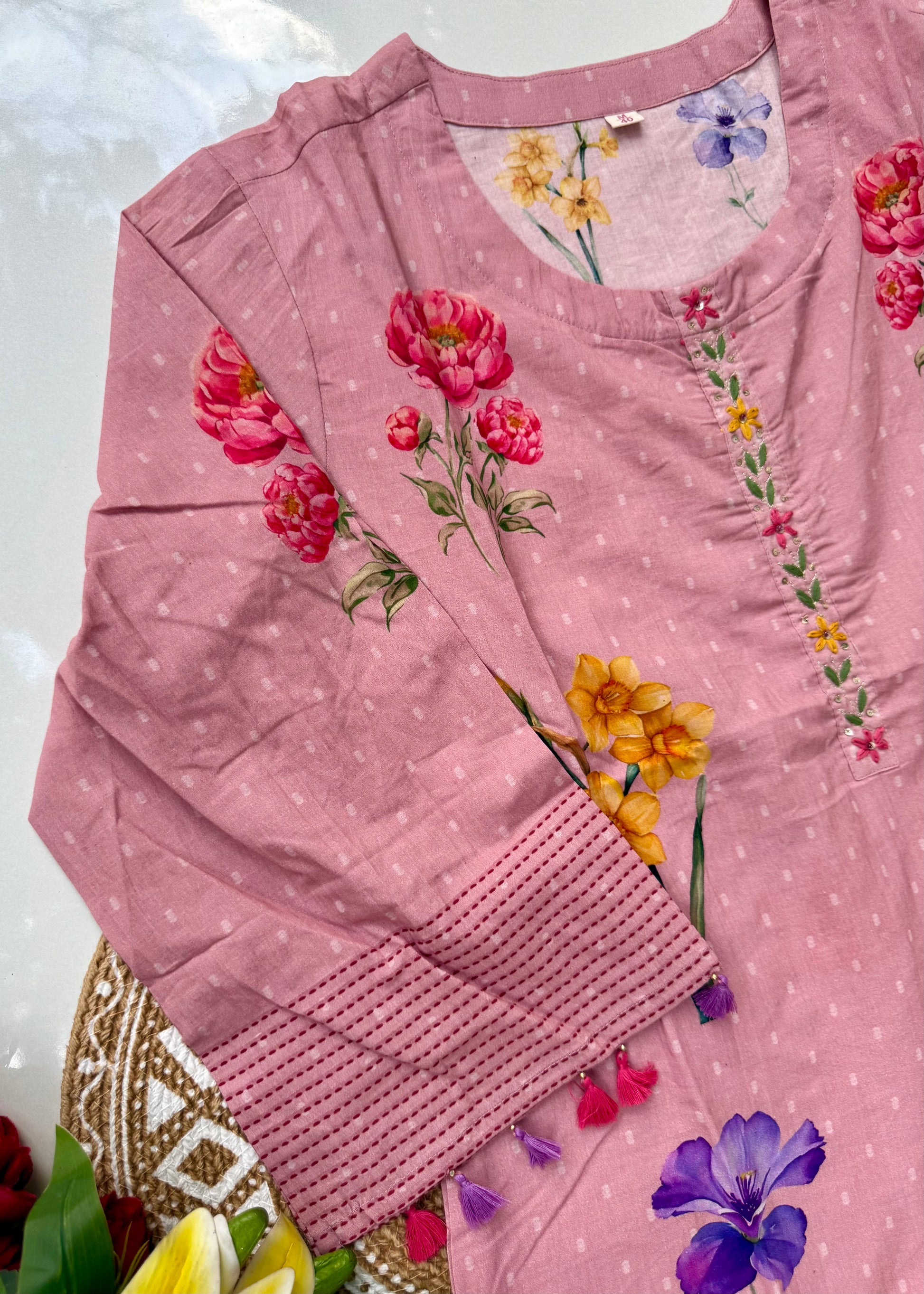 “AVLEEN" Premium Cotton dobby printed kurta set