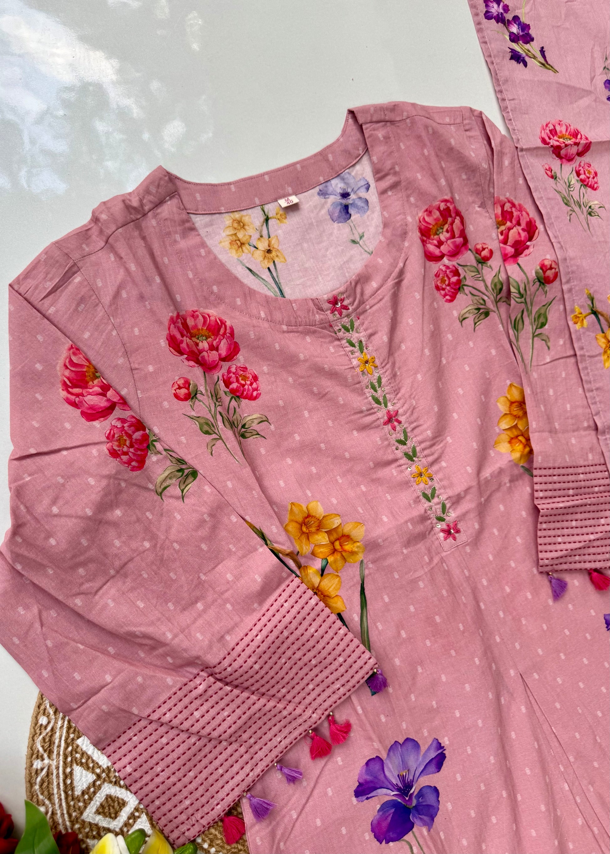 “AVLEEN" Premium Cotton dobby printed kurta set