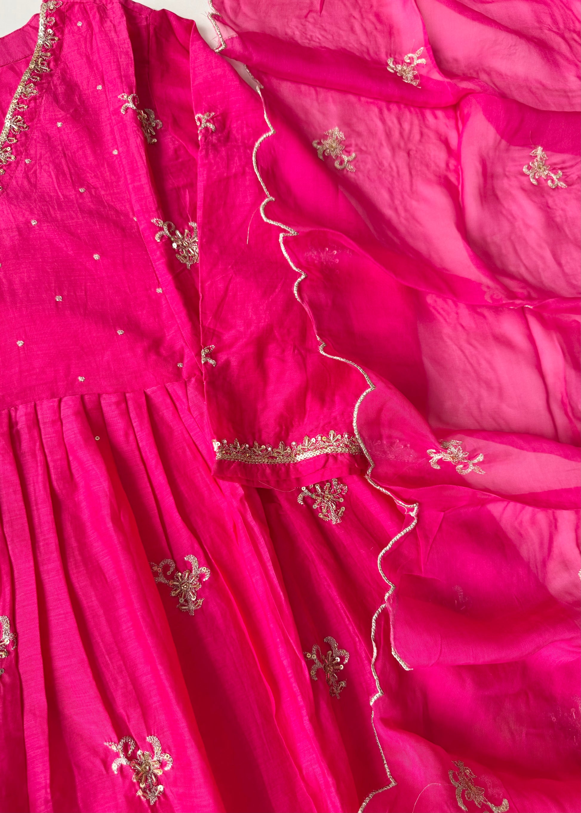 “Ishira” Premium Mul Chanderi Anarkali Kurta Set with Handwork