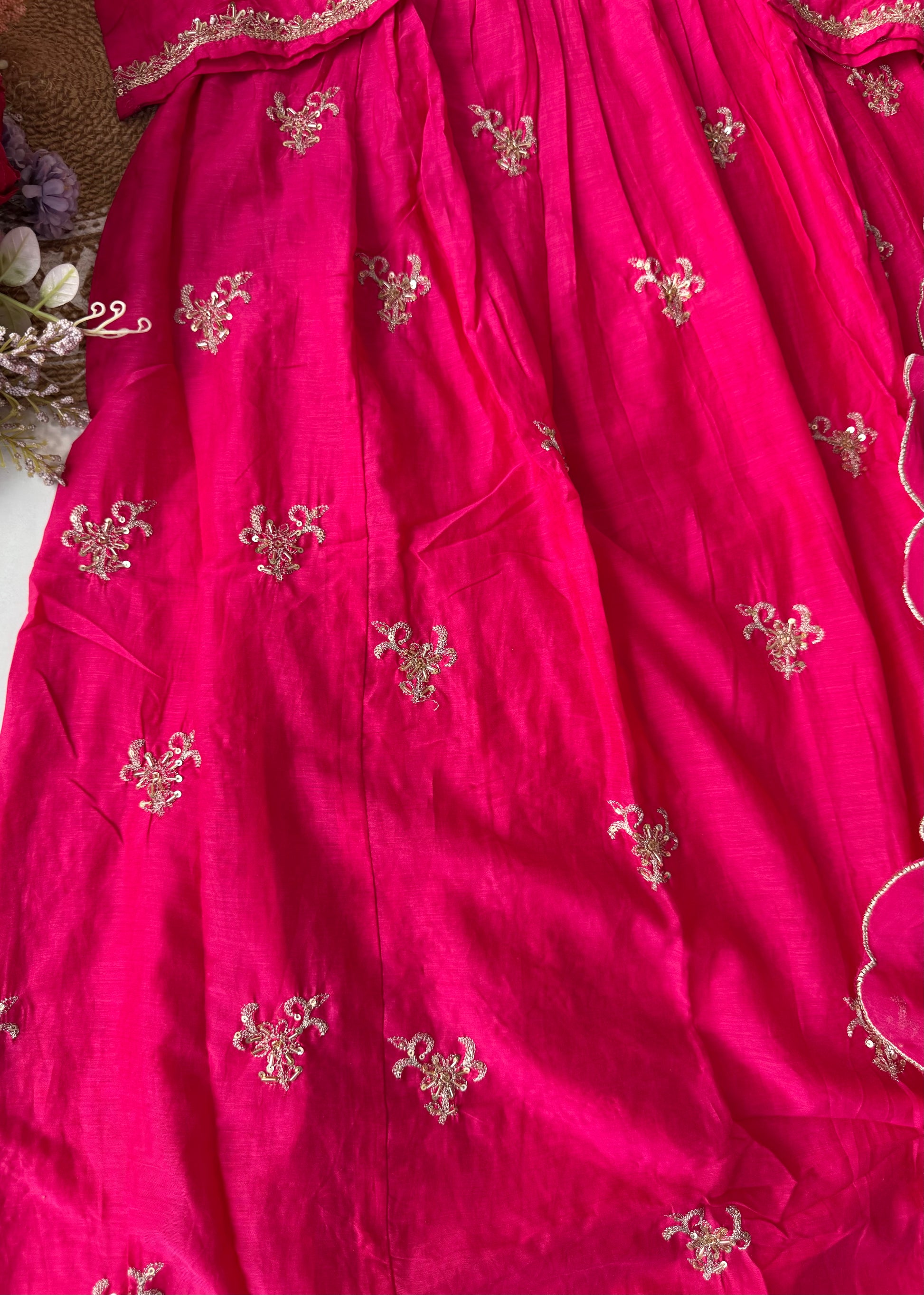 “Ishira” Premium Mul Chanderi Anarkali Kurta Set with Handwork