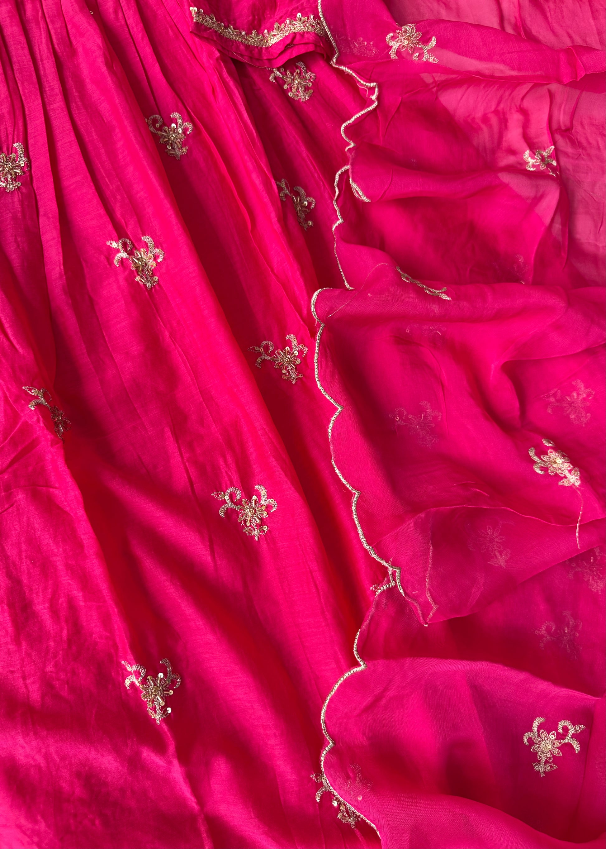 “Ishira” Premium Mul Chanderi Anarkali Kurta Set with Handwork