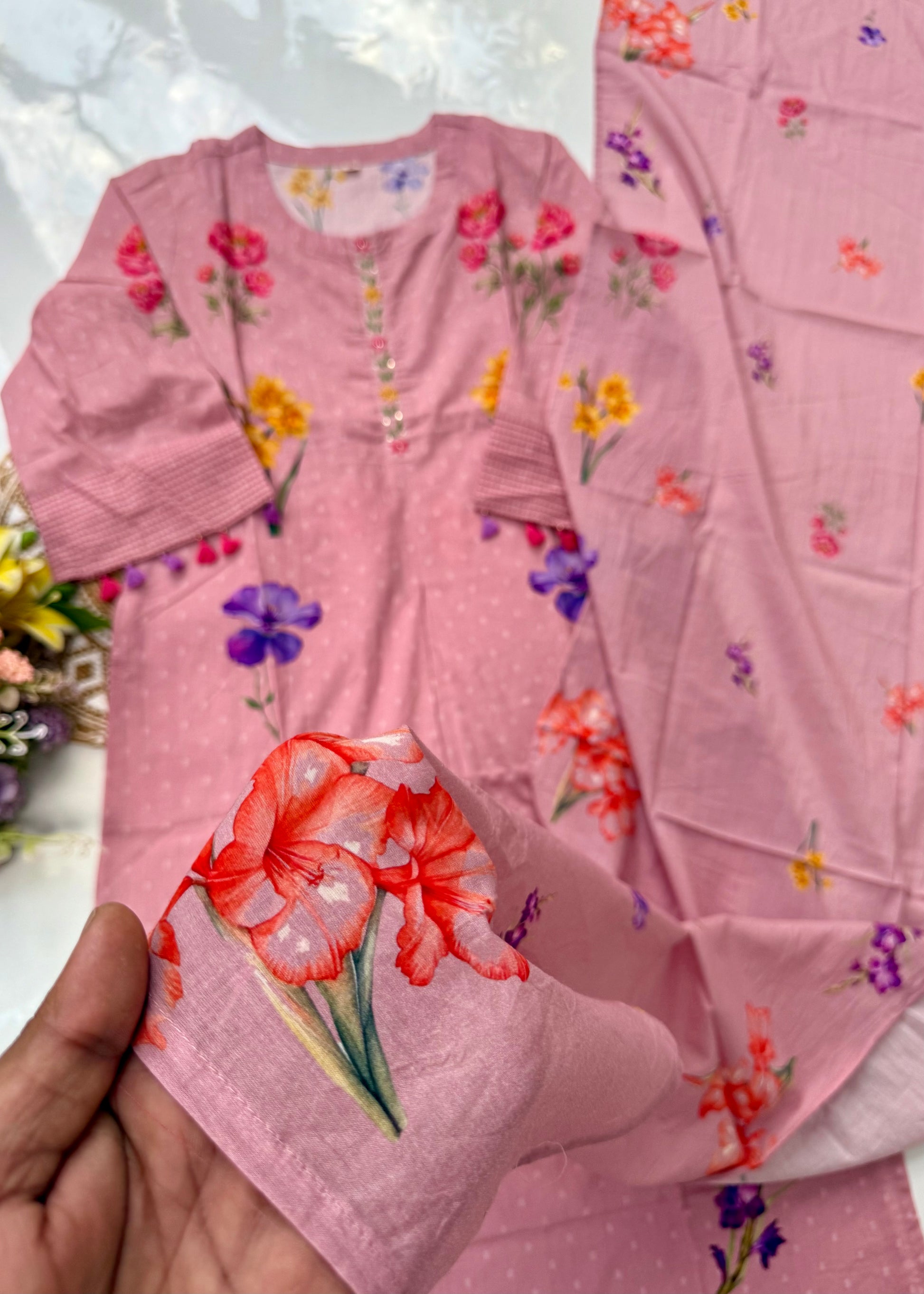 “AVLEEN" Premium Cotton dobby printed kurta set