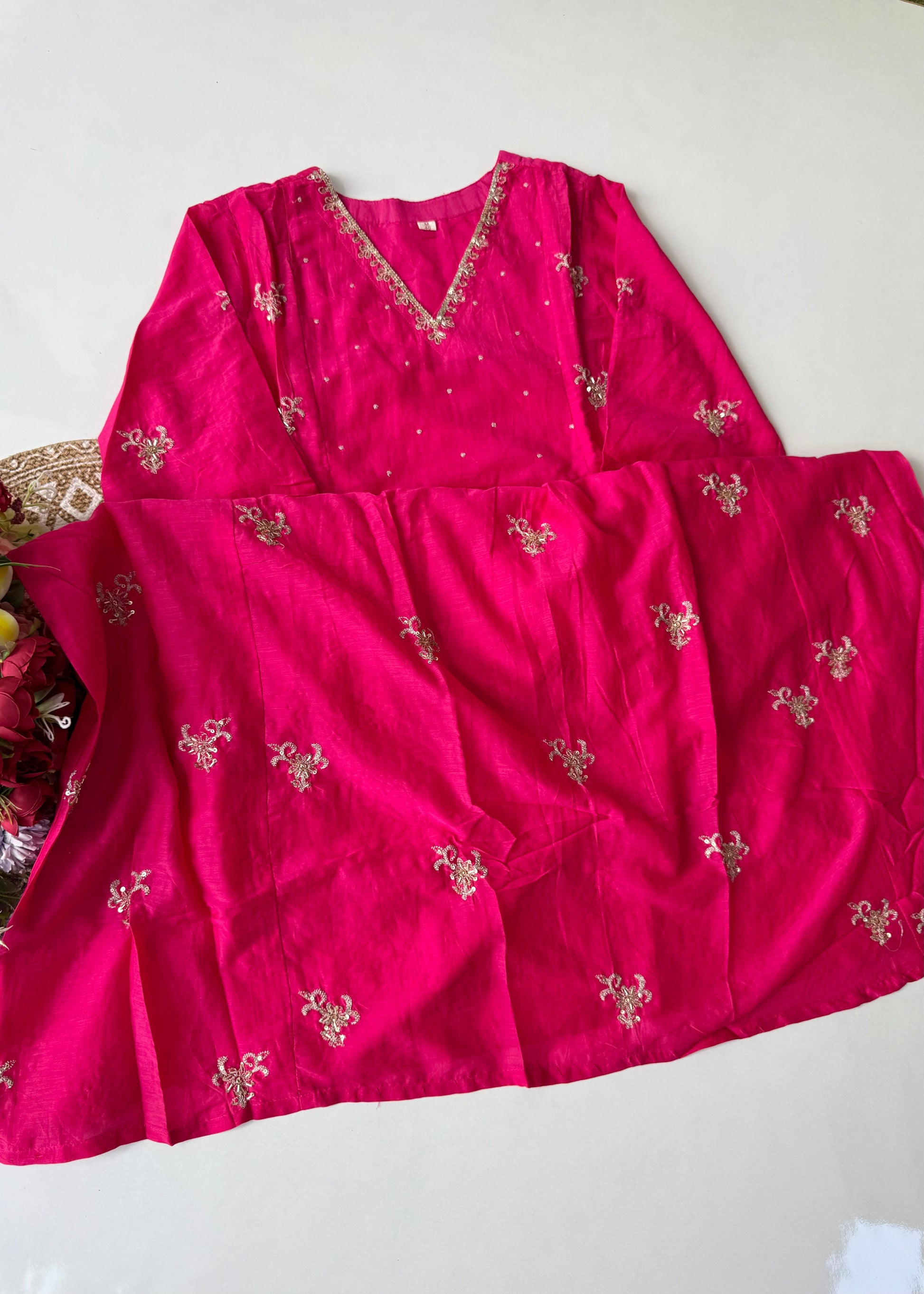 “Ishira” Premium Mul Chanderi Anarkali Kurta Set with Handwork