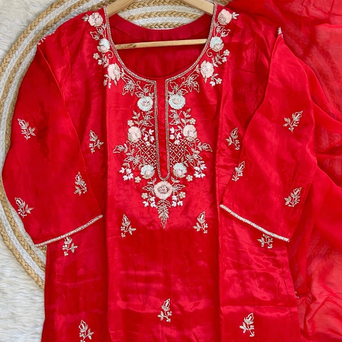 “CASANO” Premium chinnon heavy handwork sharara set