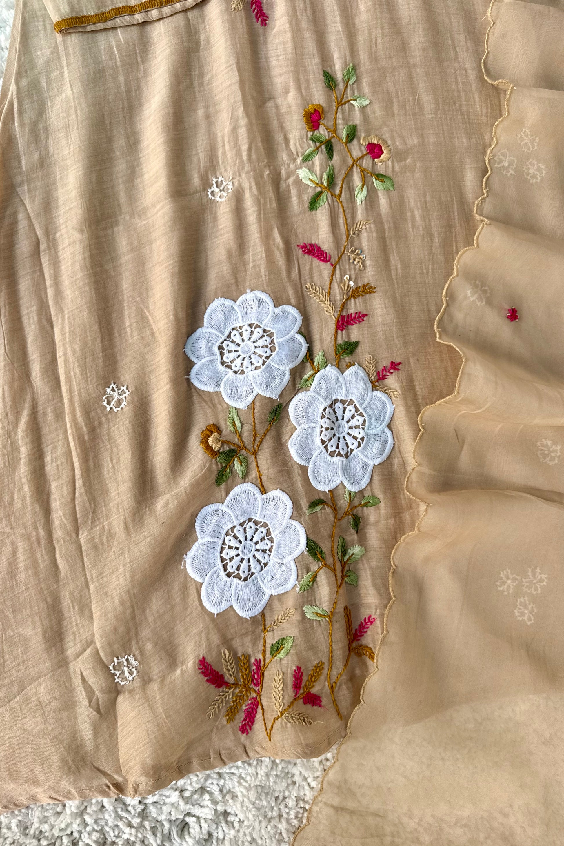 🛍️”Freya – Premium Chanderi Embroidered A Line Kurta Set