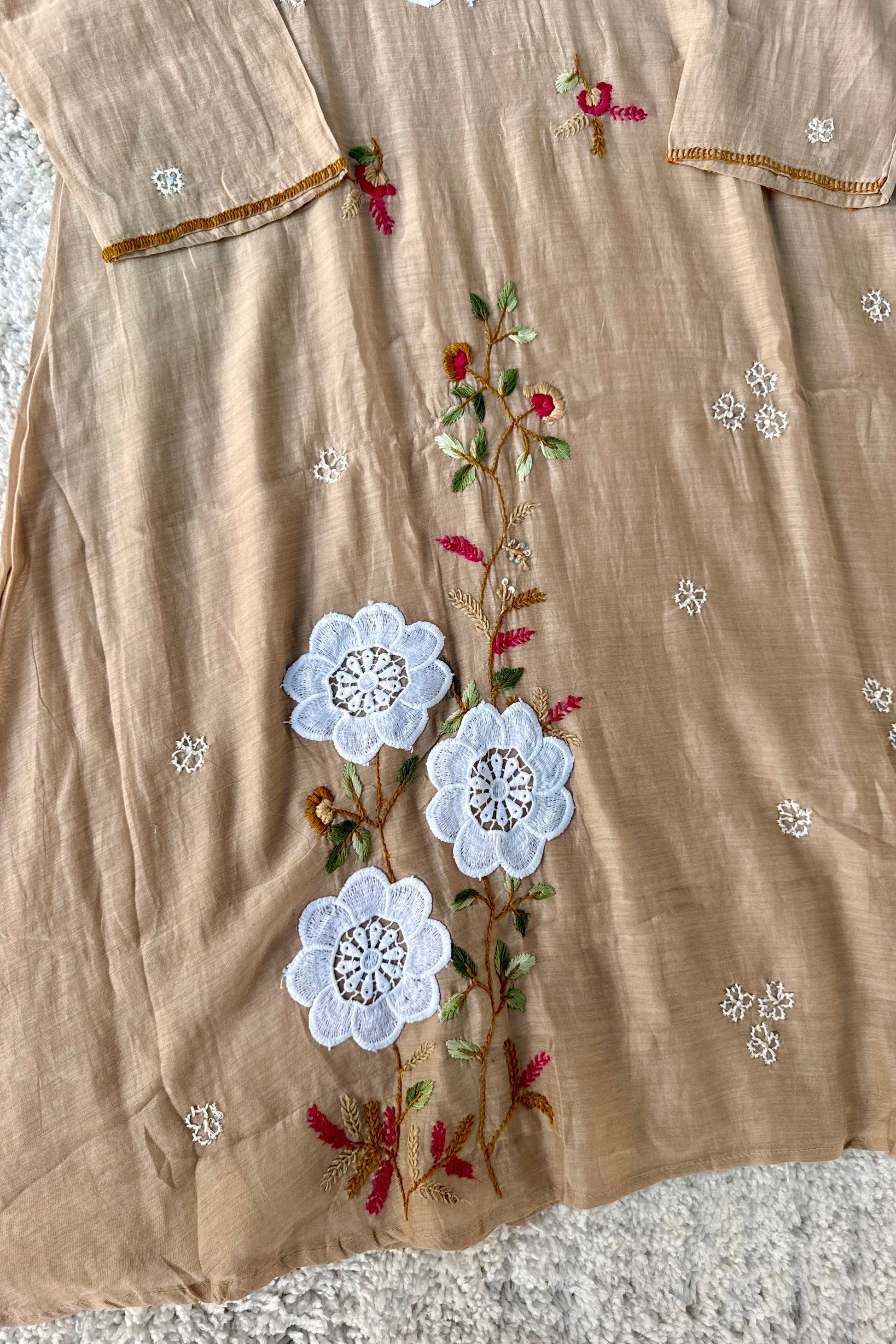 🛍️”Freya – Premium Chanderi Embroidered A Line Kurta Set