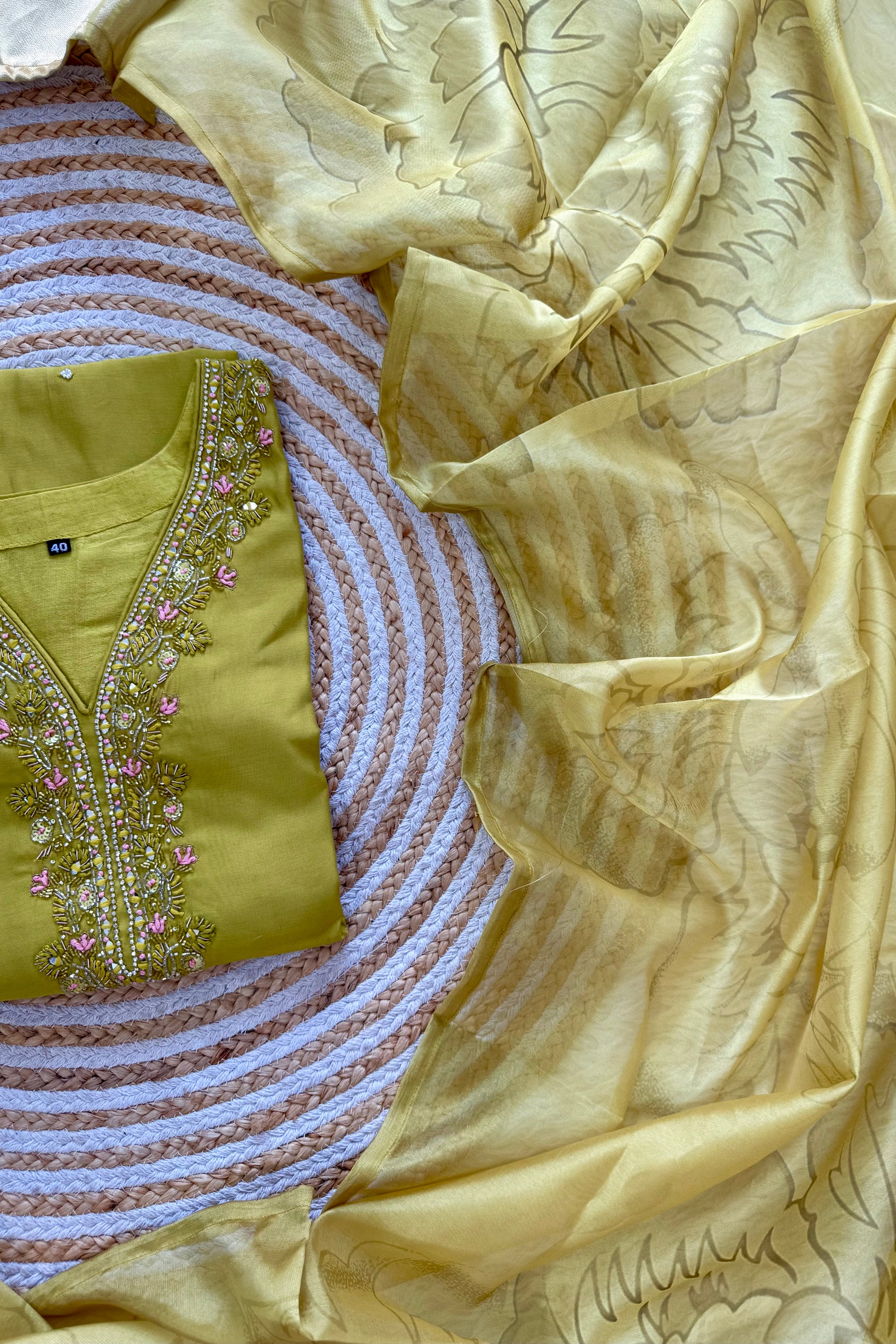 “UMA” Premium roman silk handcrafted kurti set