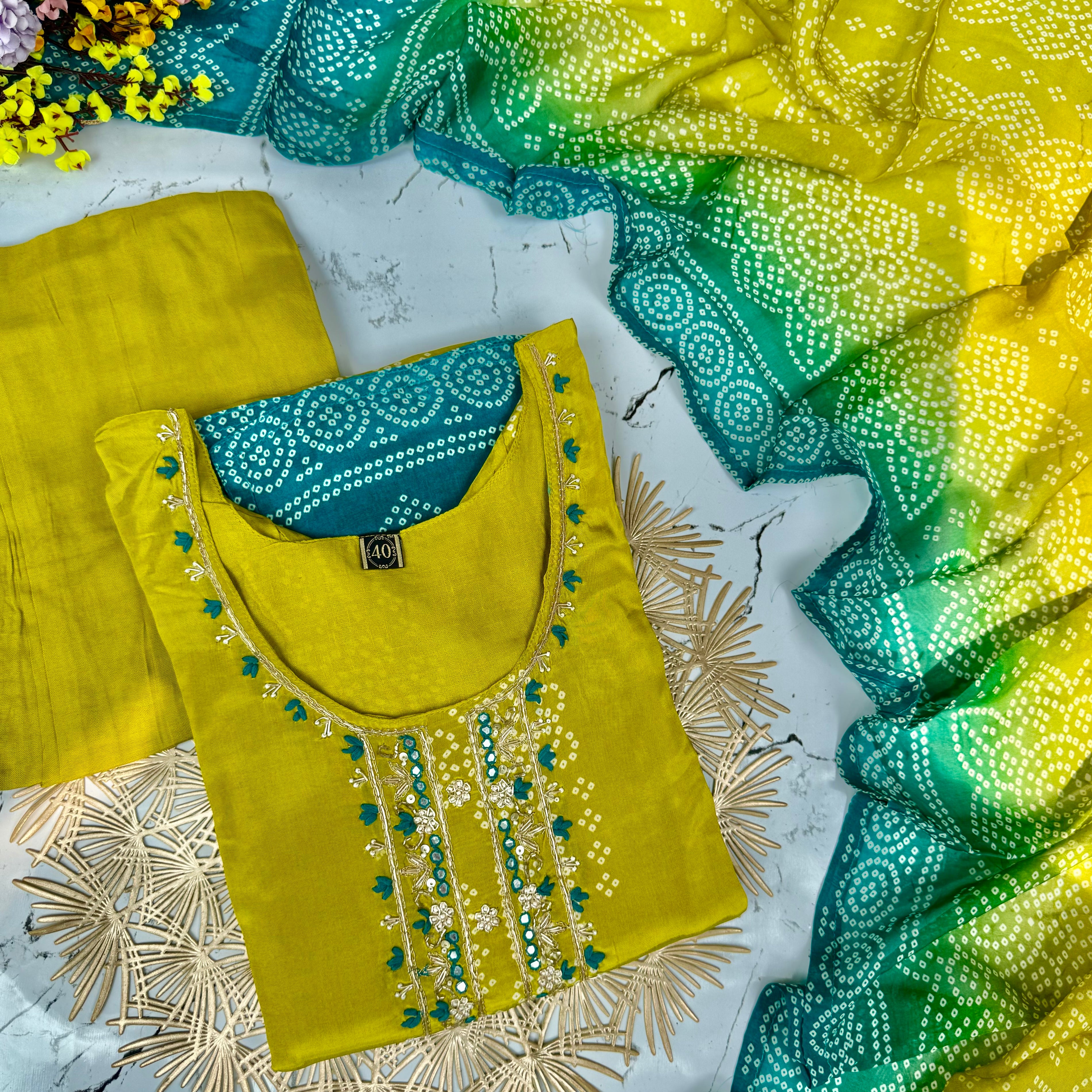 “Ryan” Ombré crepe silk kurti bottom with dupatta set 🛍️