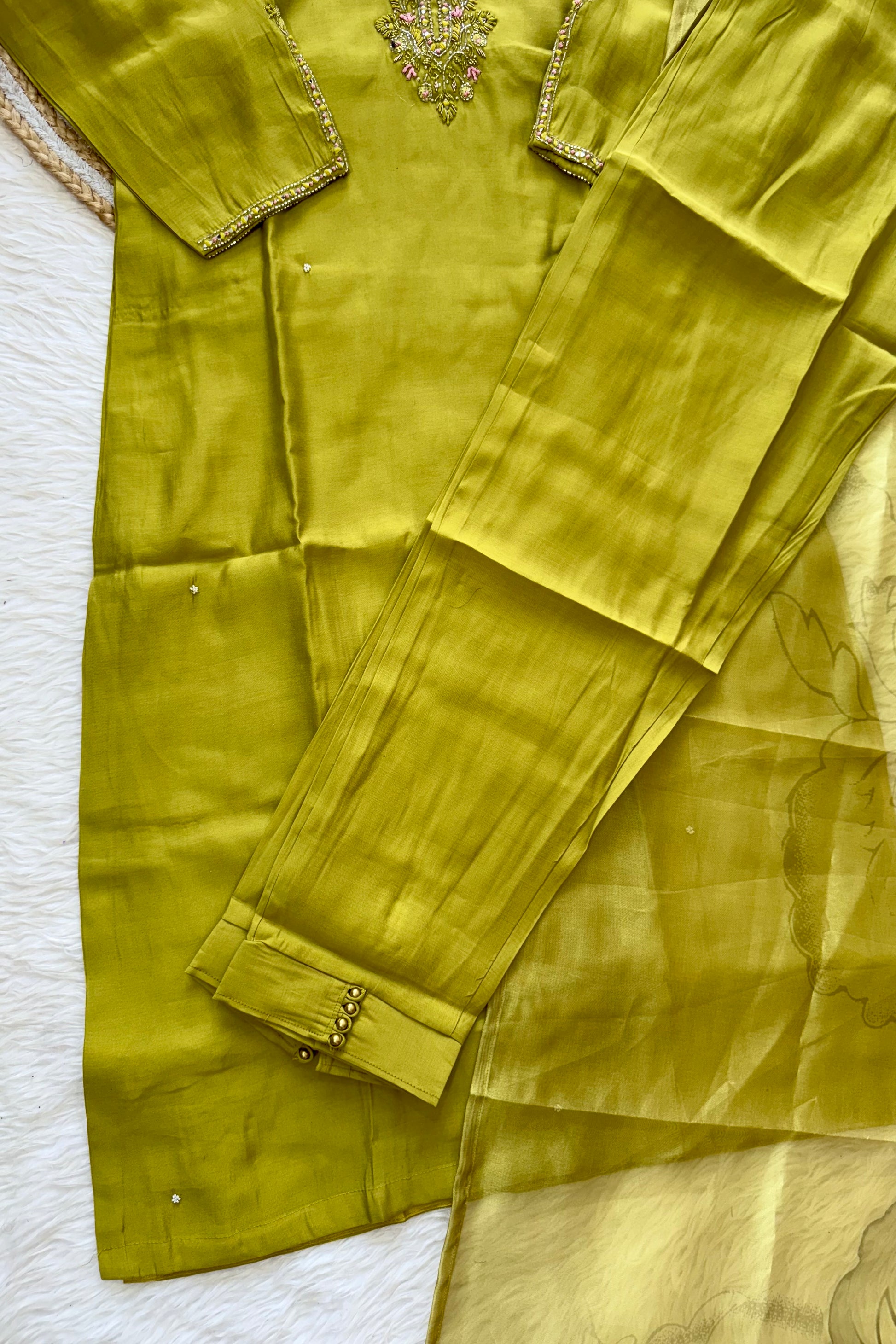 “UMA” Premium roman silk handcrafted kurti set