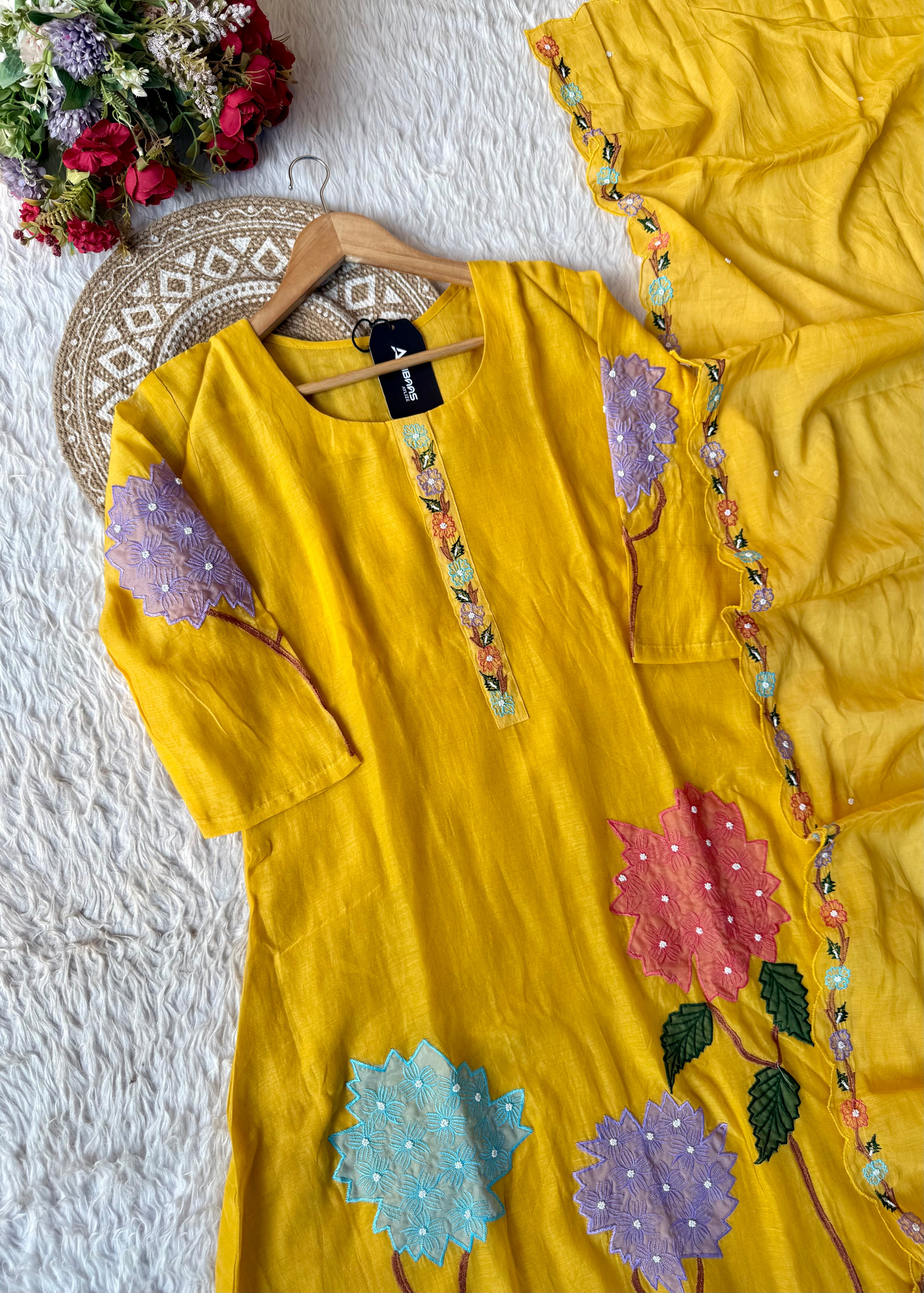 “Gulshan” Gul-E-Noor Banarsi Mul Chanderi A-Line Kurta Set