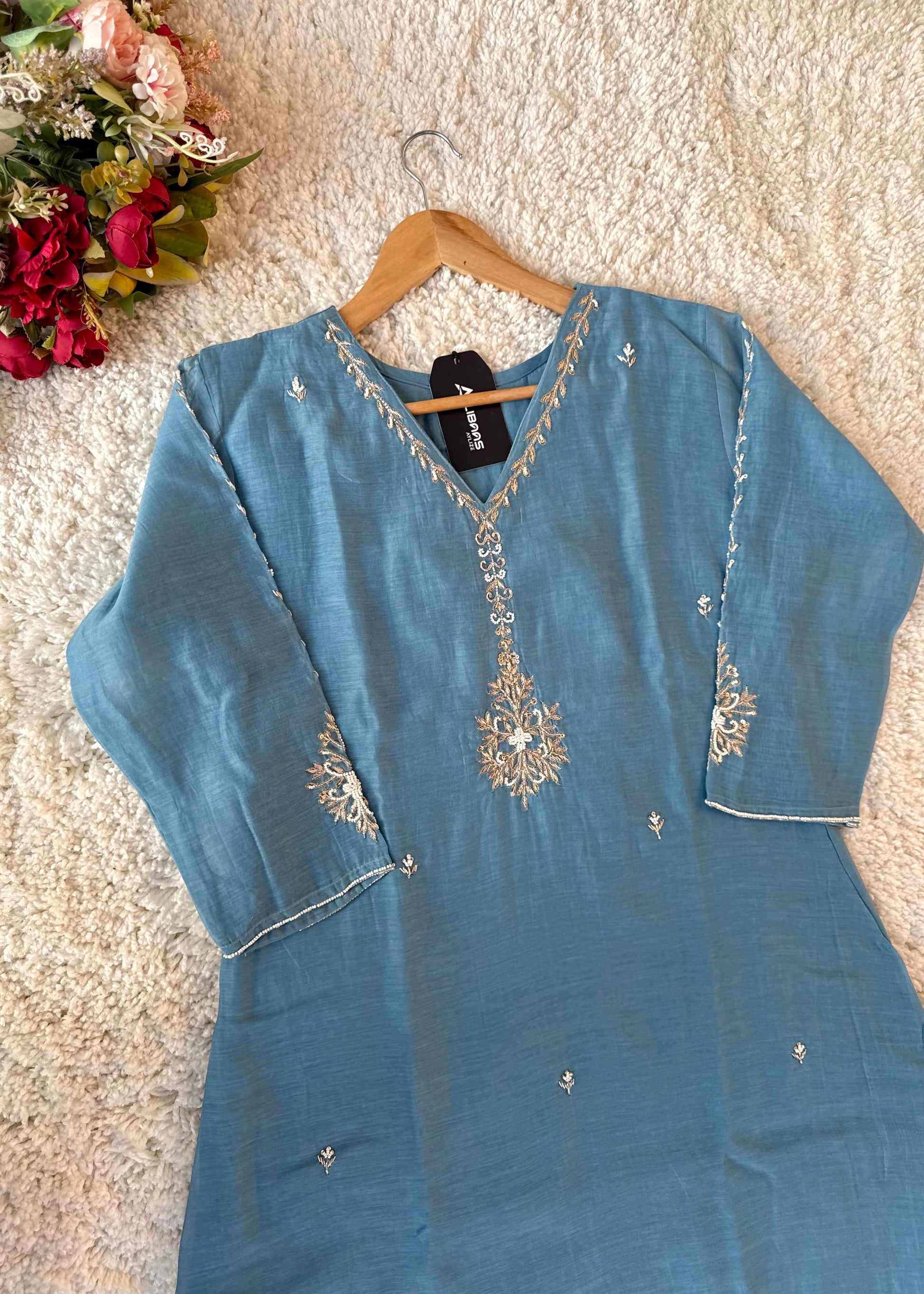 “HAYA” Premium Mul Chanderi A-Line Kurta with Bottom & Dupatta