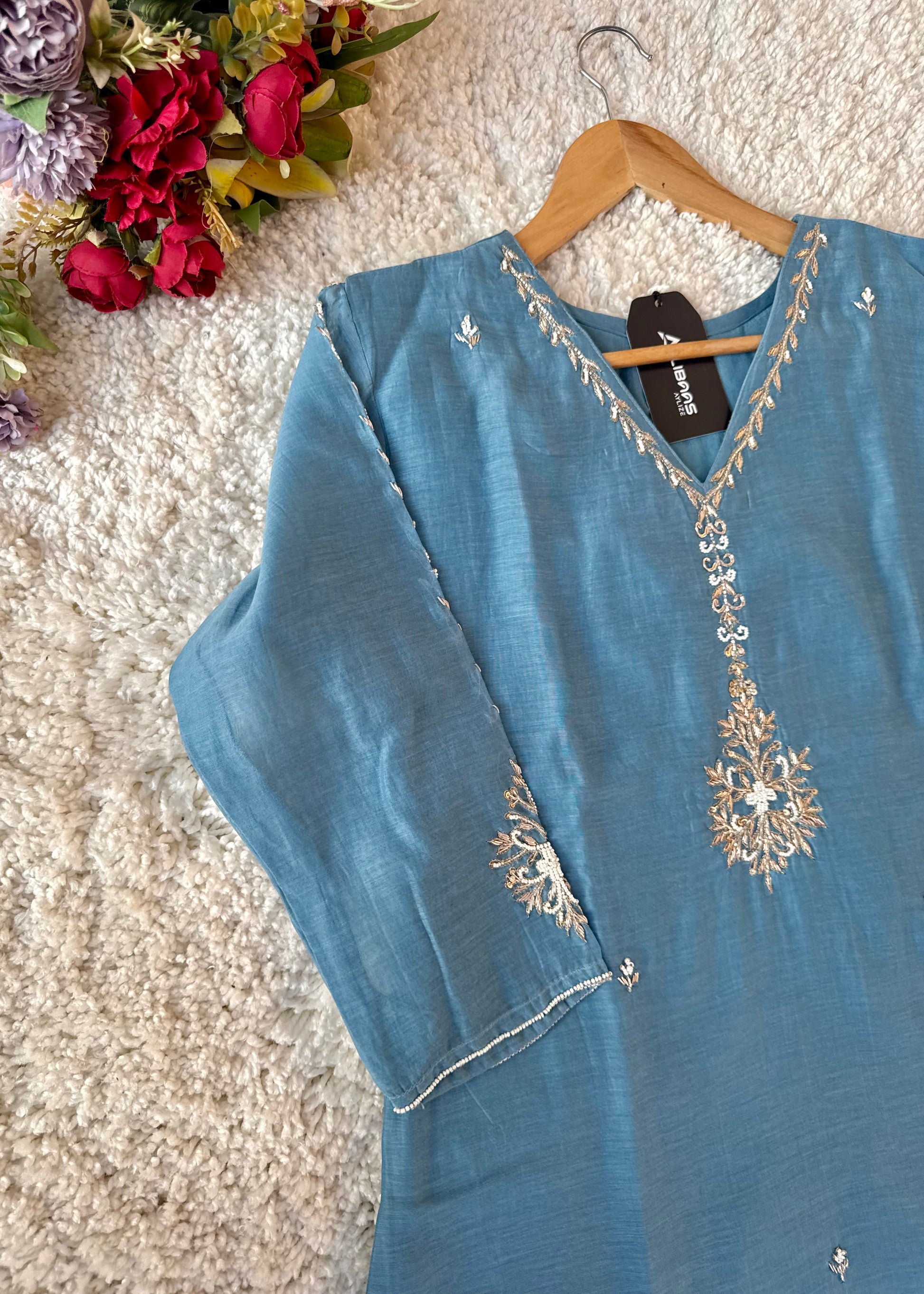 “HAYA” Premium Mul Chanderi A-Line Kurta with Bottom & Dupatta