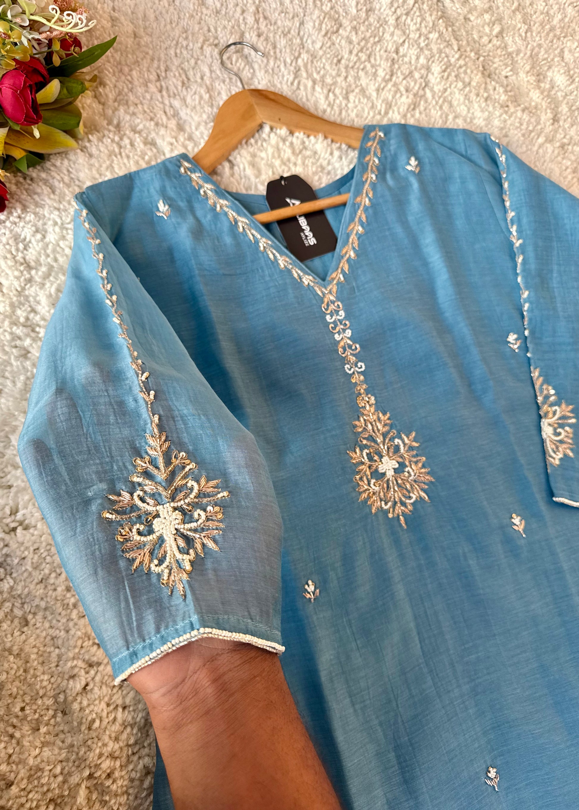 “HAYA” Premium Mul Chanderi A-Line Kurta with Bottom & Dupatta