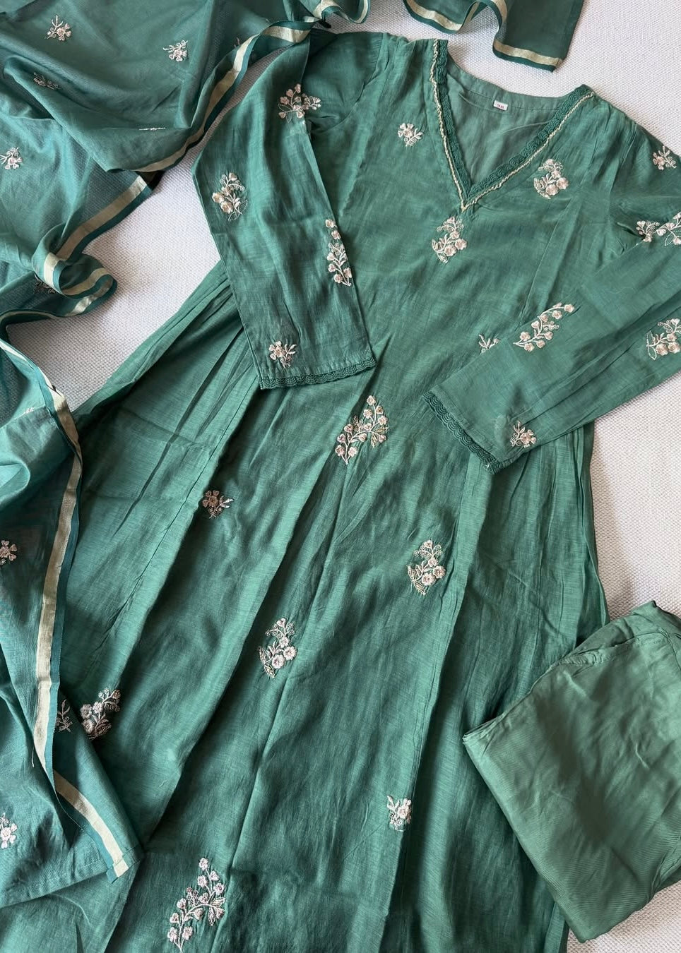 “CHHAVI” Premium Mul chanderi anarkali suit set