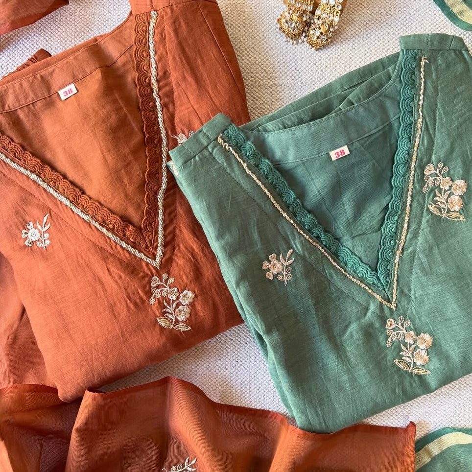 “CHHAVI” Premium Mul chanderi anarkali suit set