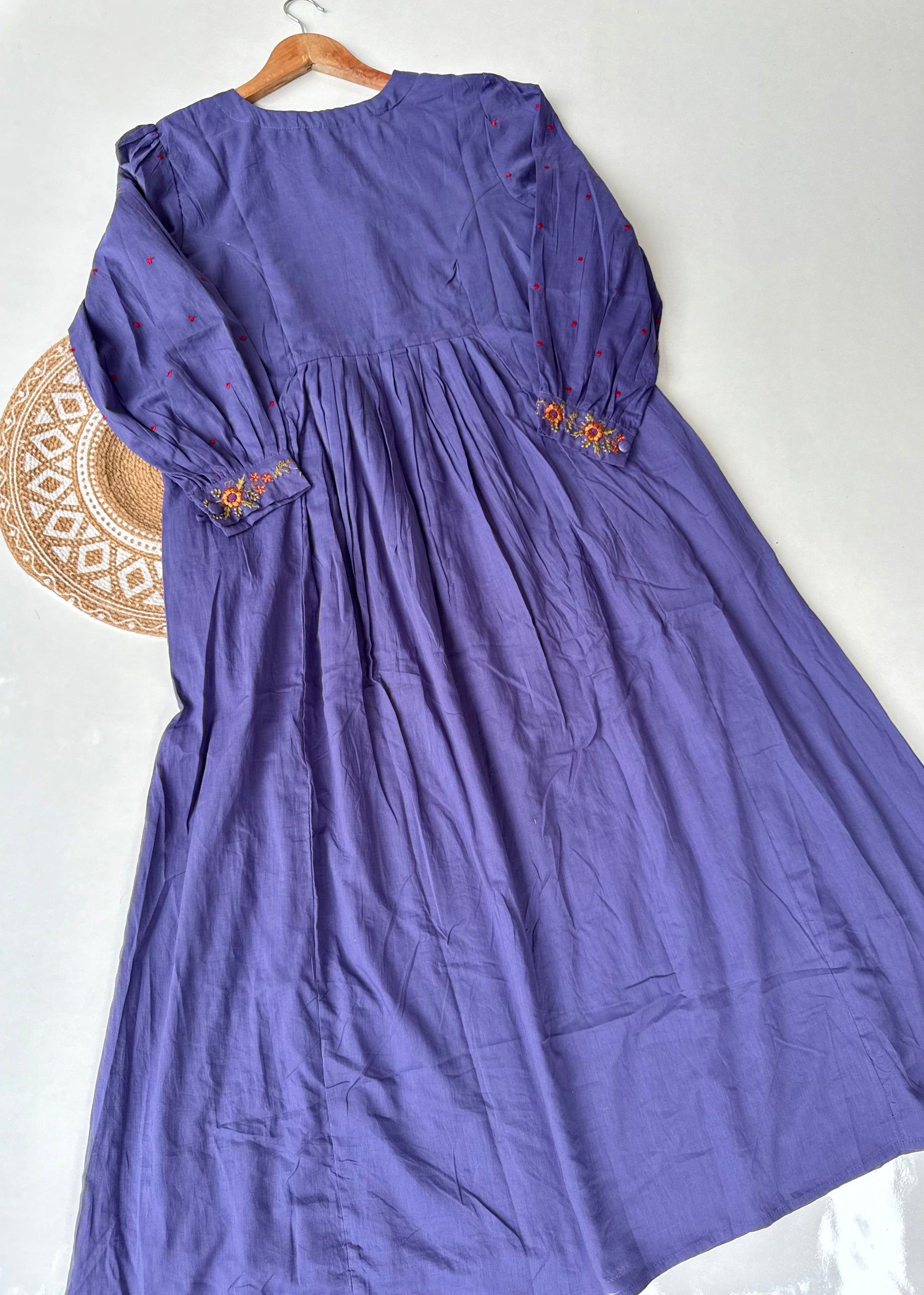 “Hera” Muted Purple Mulmul Anarkali suit set