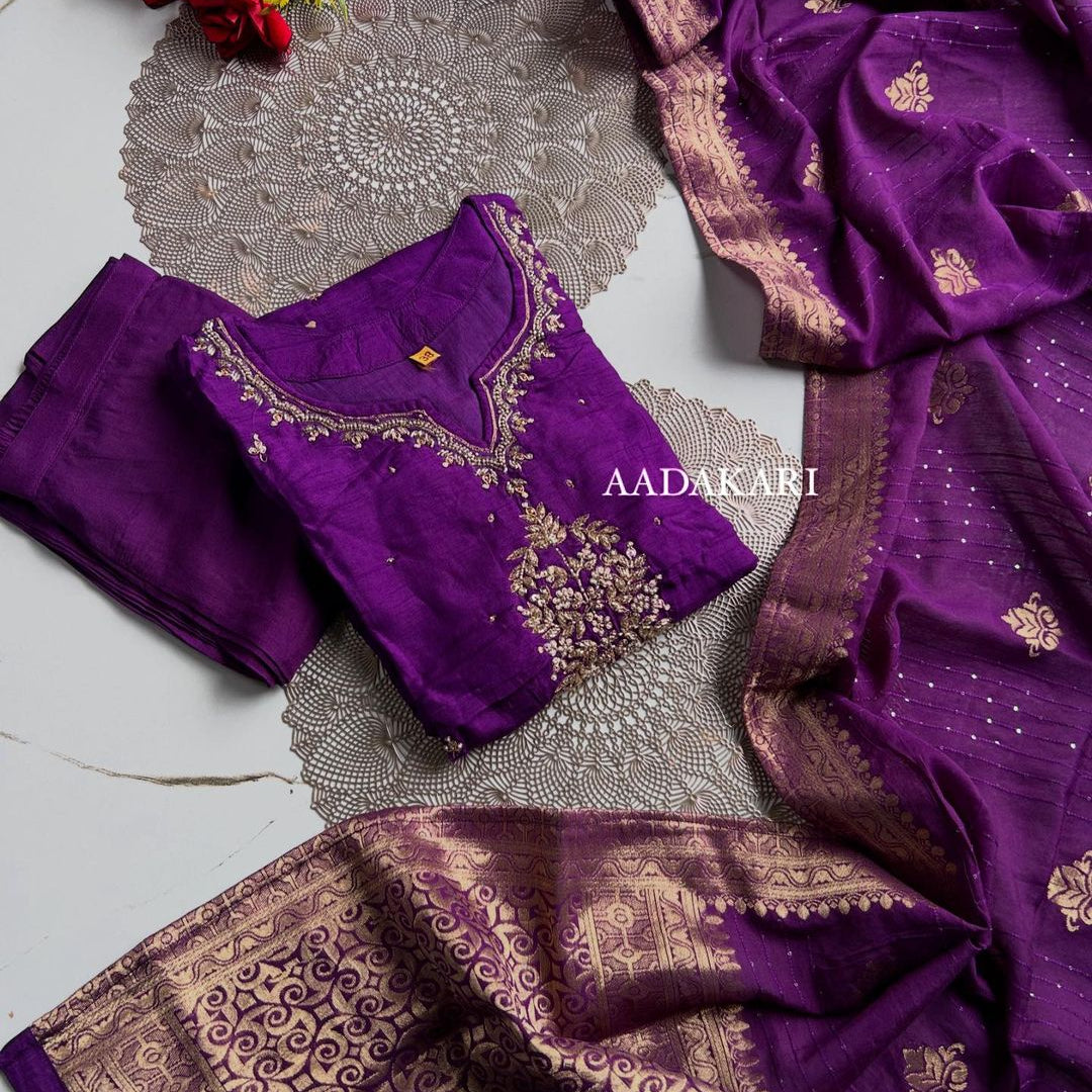 “RUCHI” Premium range handcrafted dola silk set