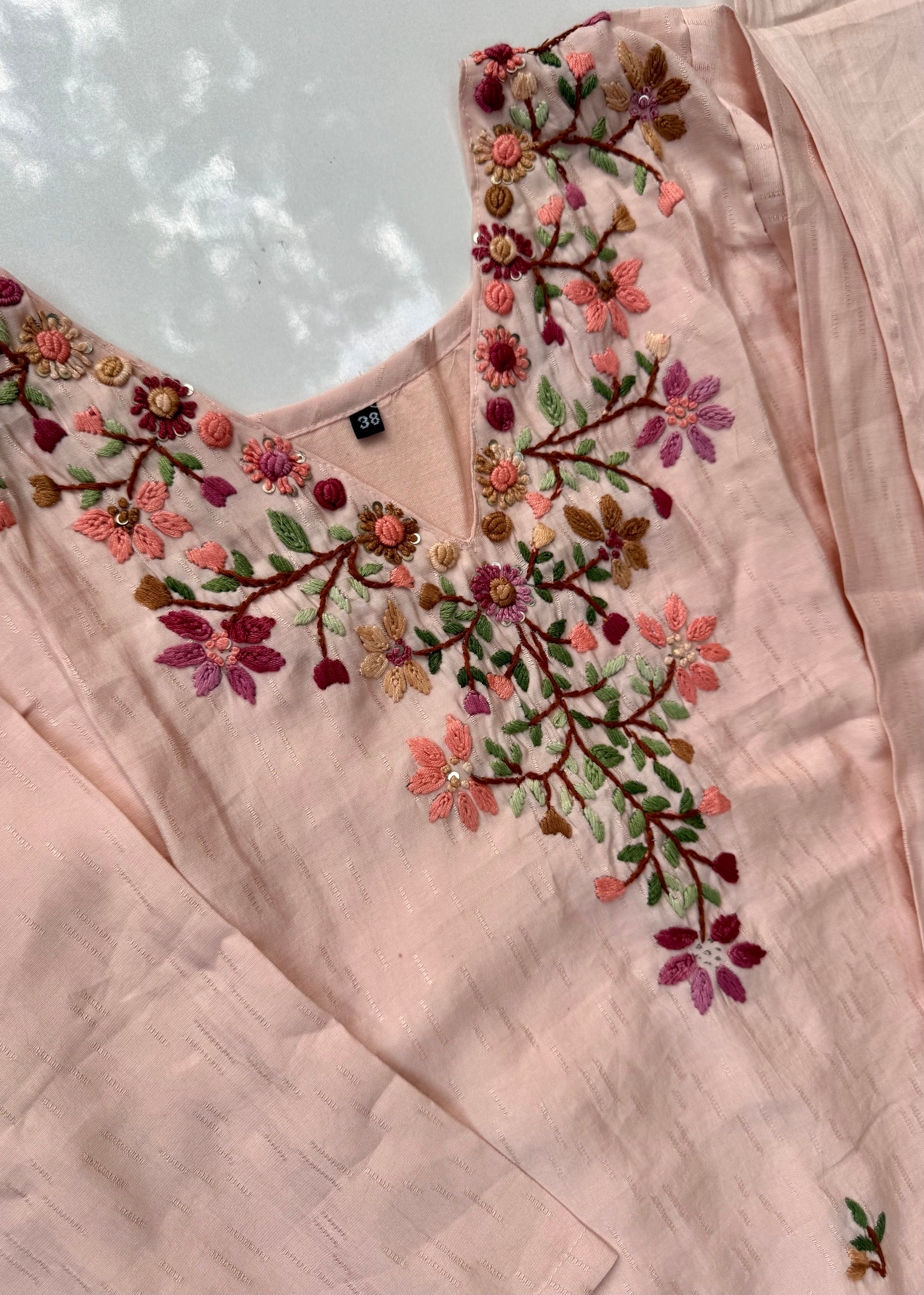“Valentin” Premium cotton thread work kurti bottom dupatta set