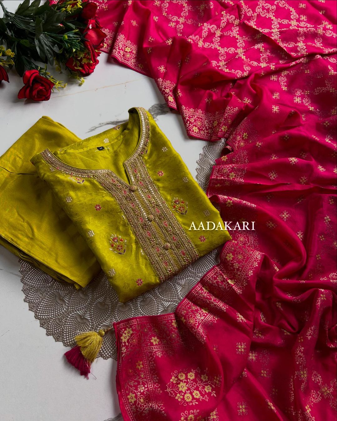 “ KARISHMA” Jacquard silk kurta bottom with dupatta set