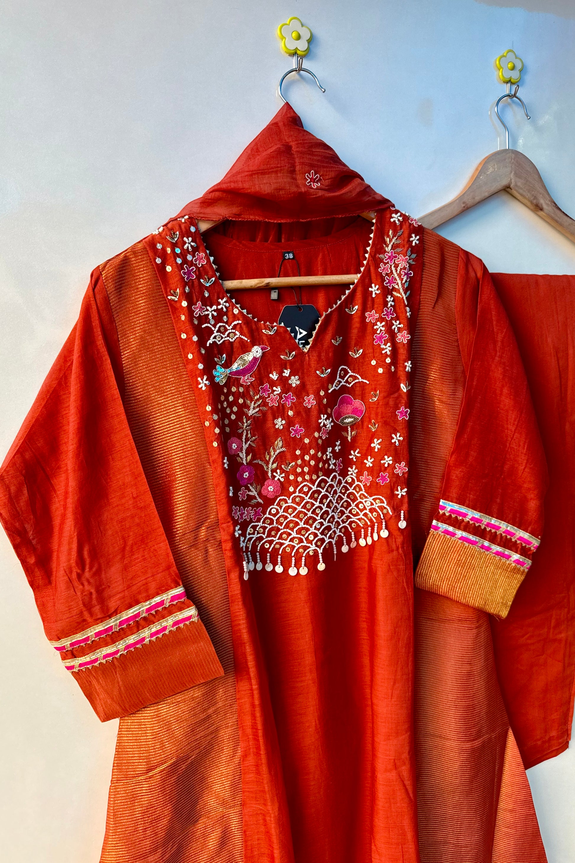 “Ishani” Premium Mul Chanderi A line Anarkali Kurta Set