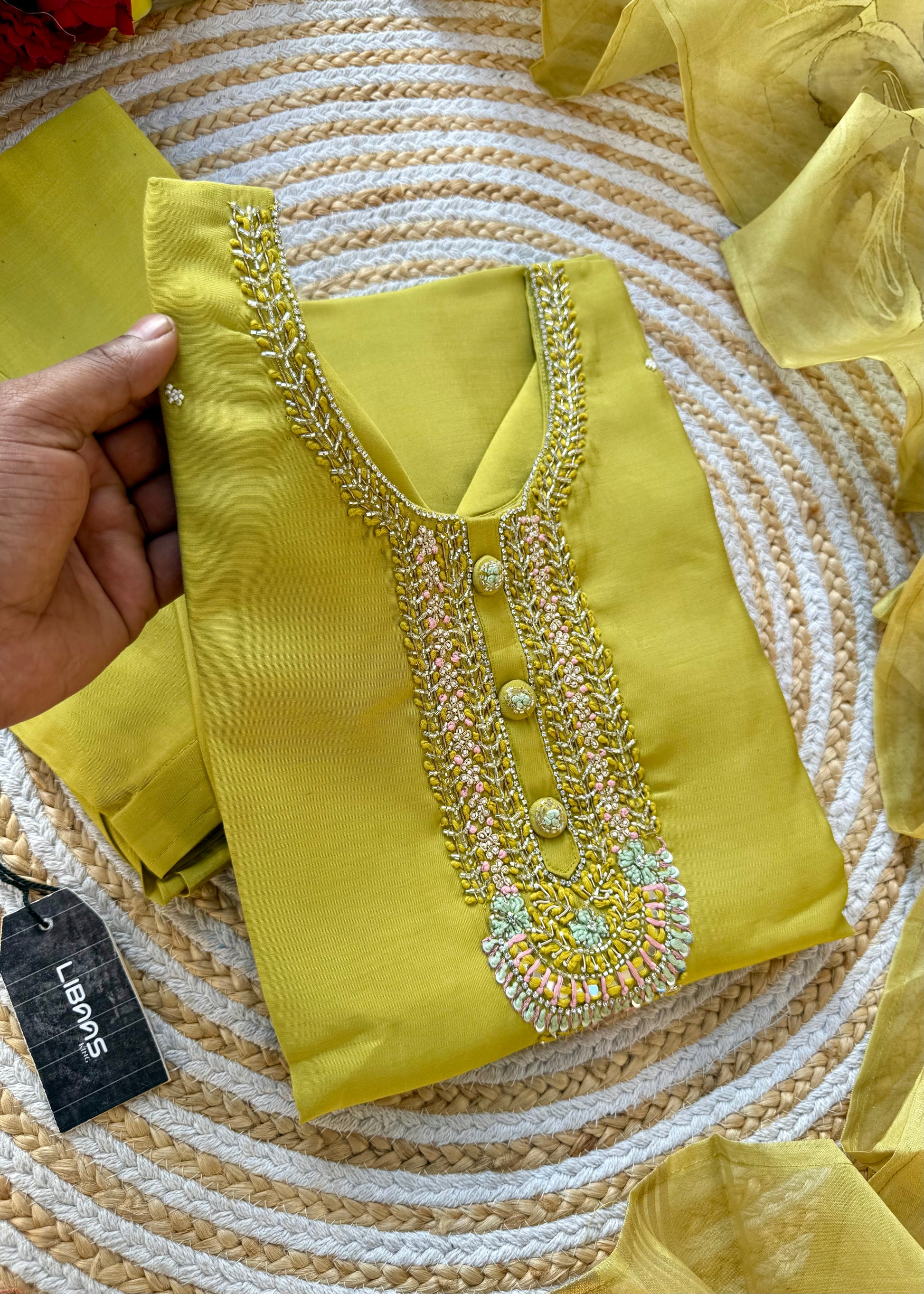 “NADIA” Premium roman silk handcrafted kurti set