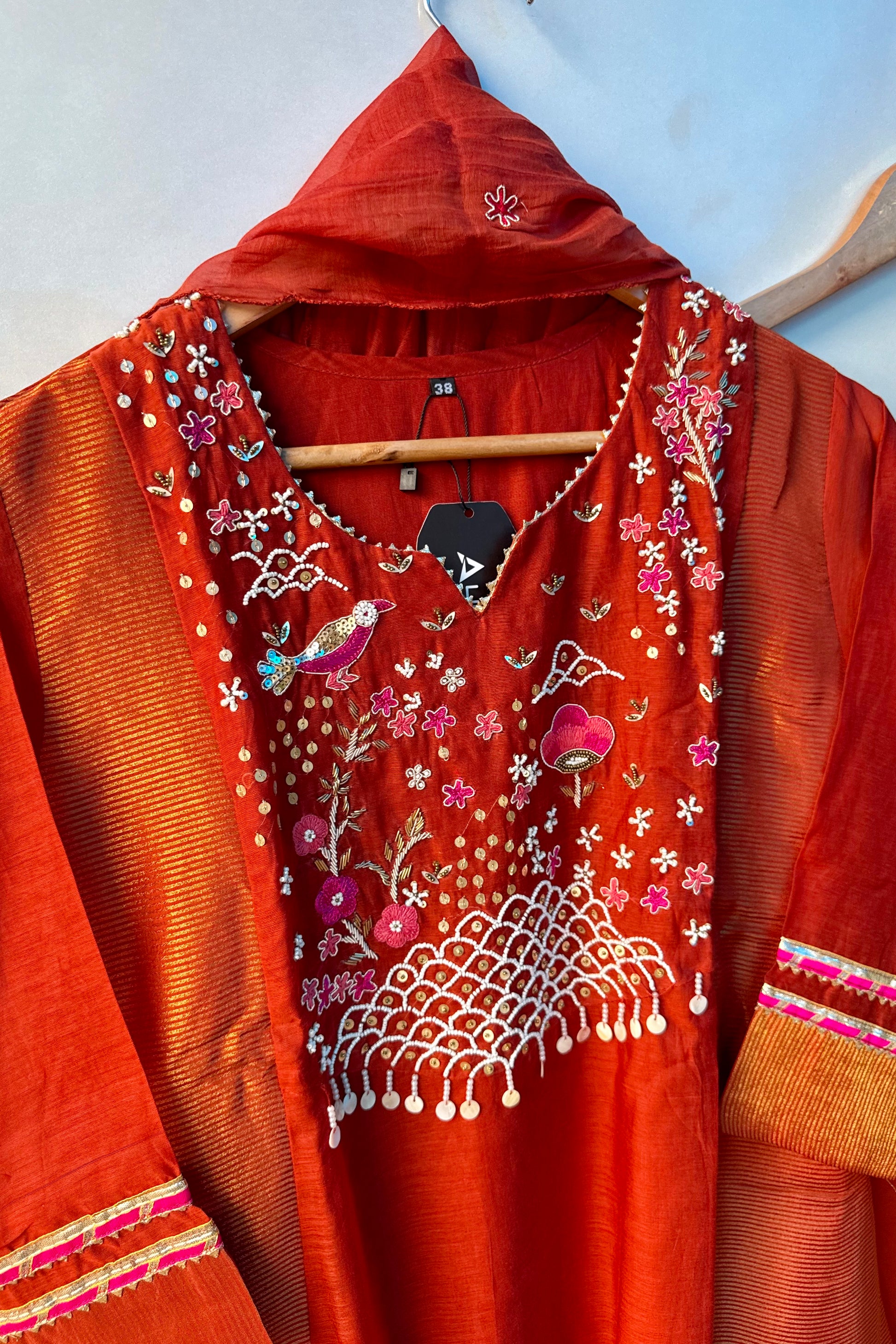 “Ishani” Premium Mul Chanderi A line Anarkali Kurta Set