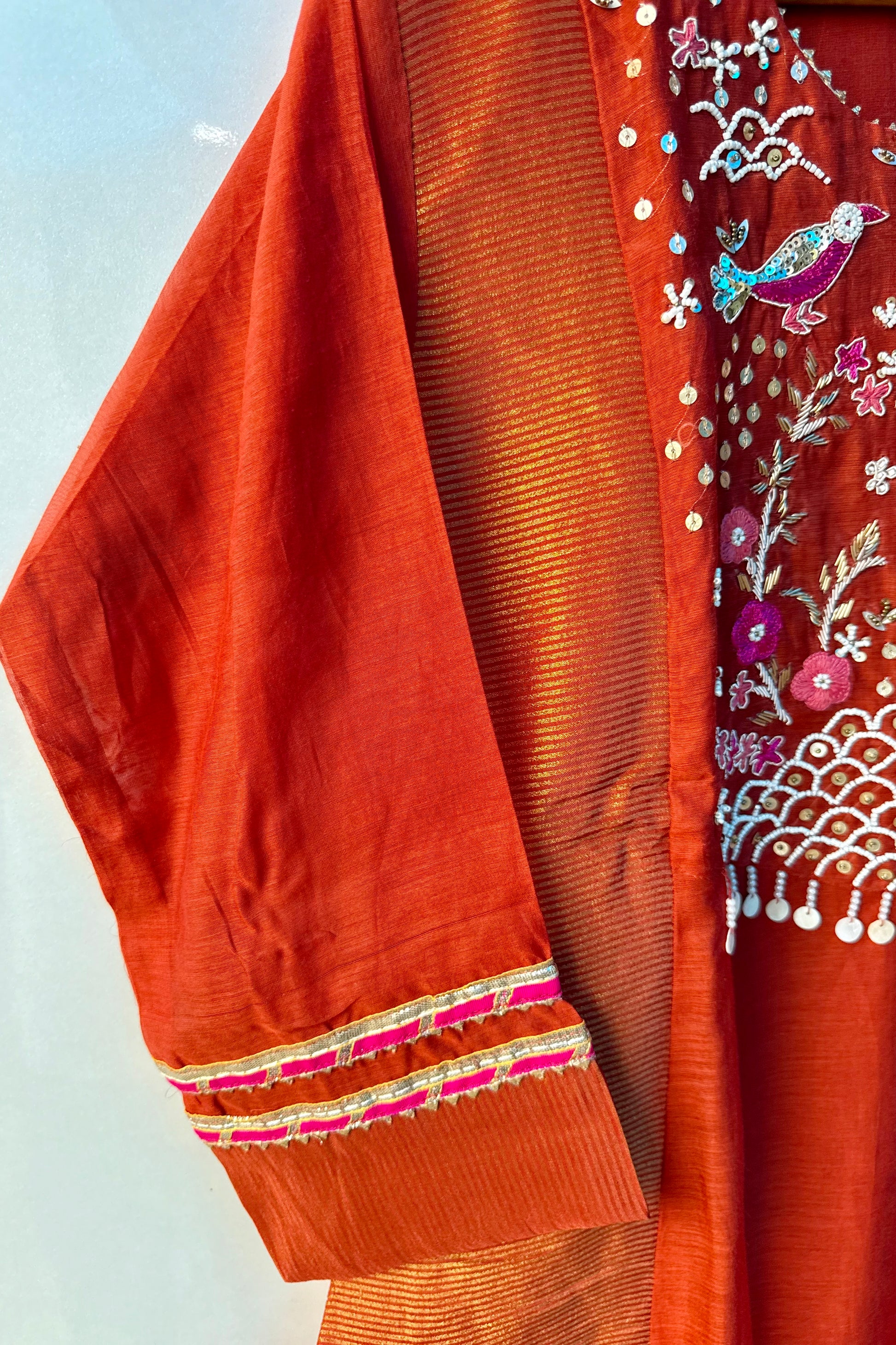 “Ishani” Premium Mul Chanderi A line Anarkali Kurta Set