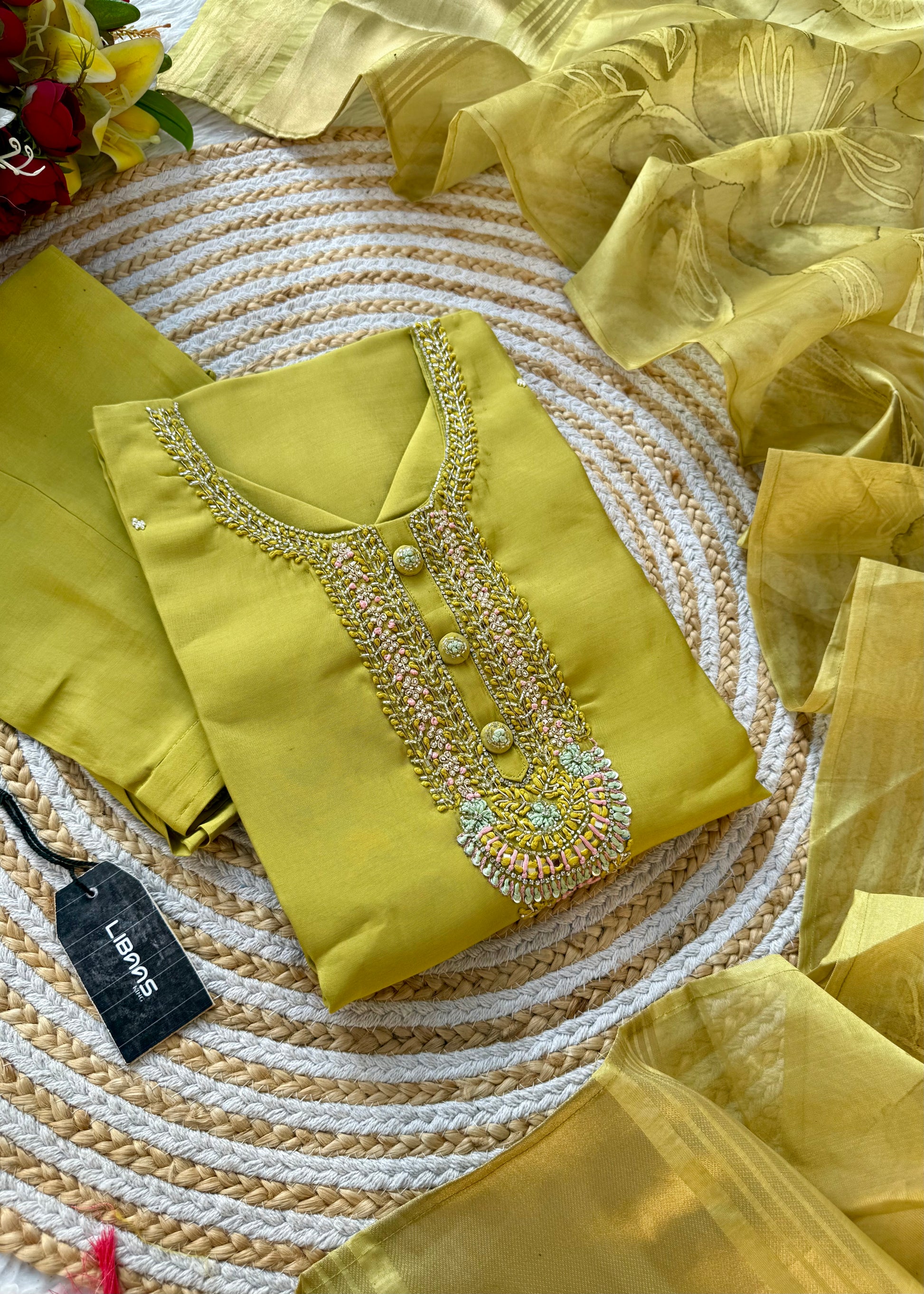 “NADIA” Premium roman silk handcrafted kurti set