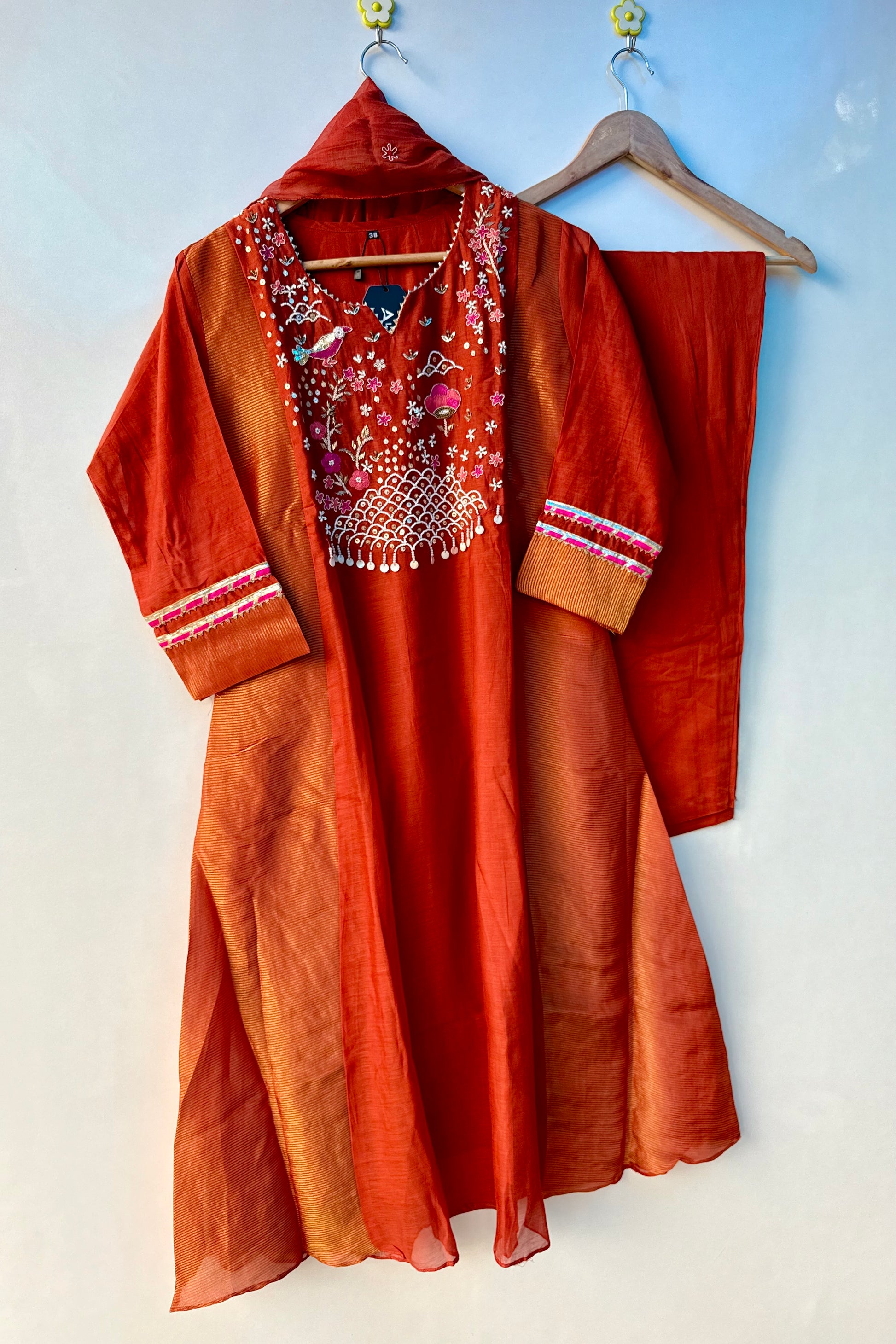 “Ishani” Premium Mul Chanderi A line Anarkali Kurta Set