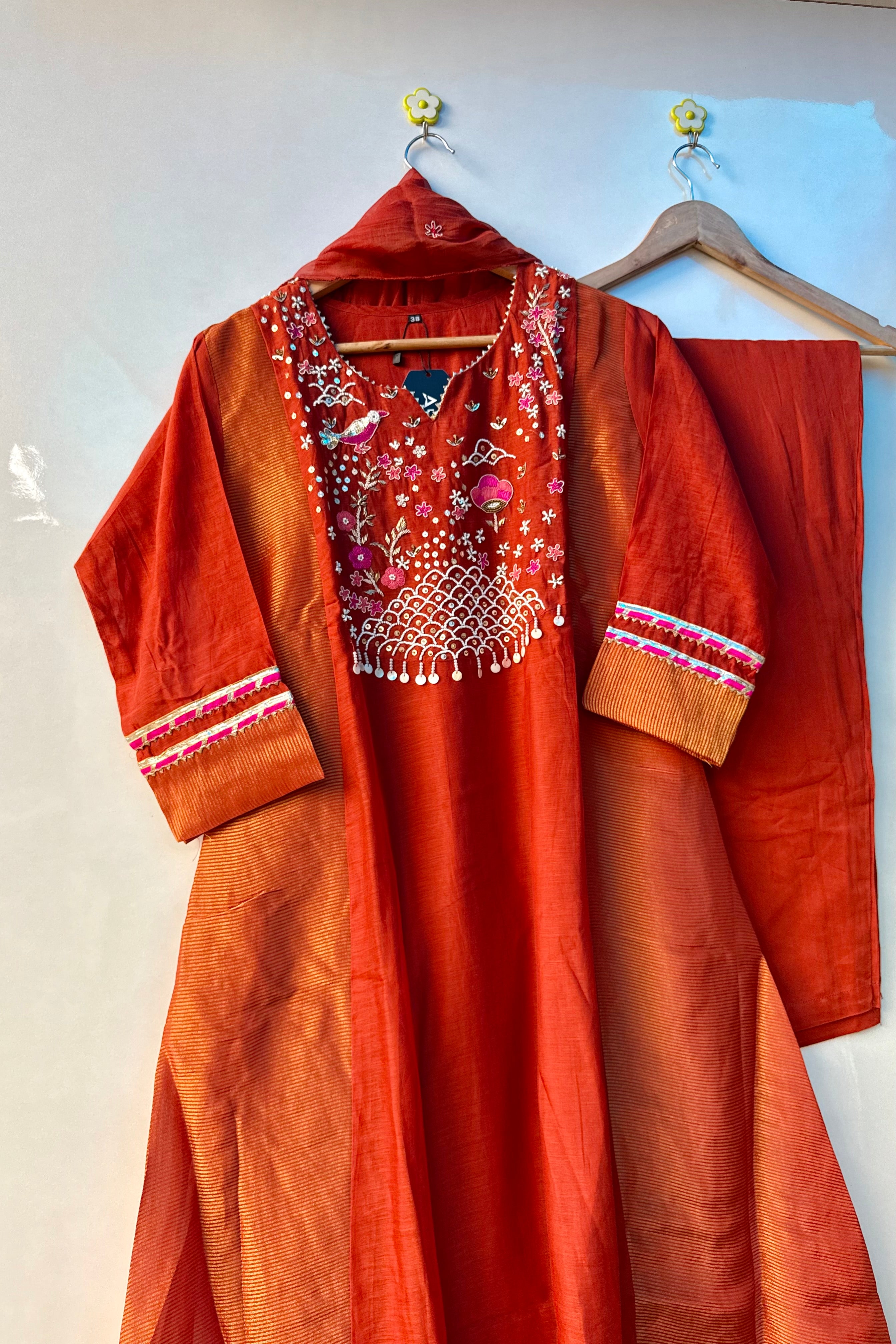 “Ishani” Premium Mul Chanderi A line Anarkali Kurta Set