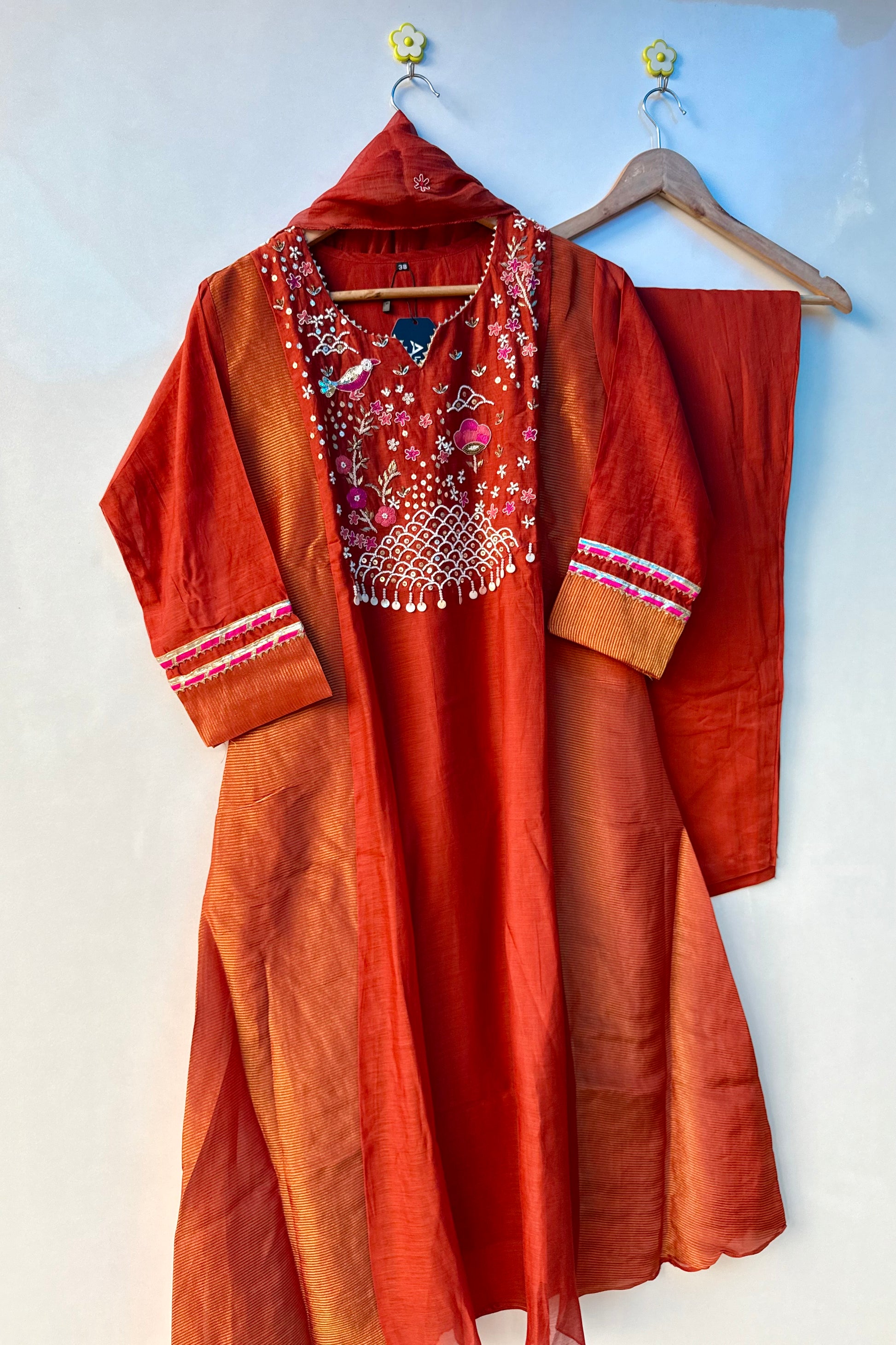“Ishani” Premium Mul Chanderi A line Anarkali Kurta Set