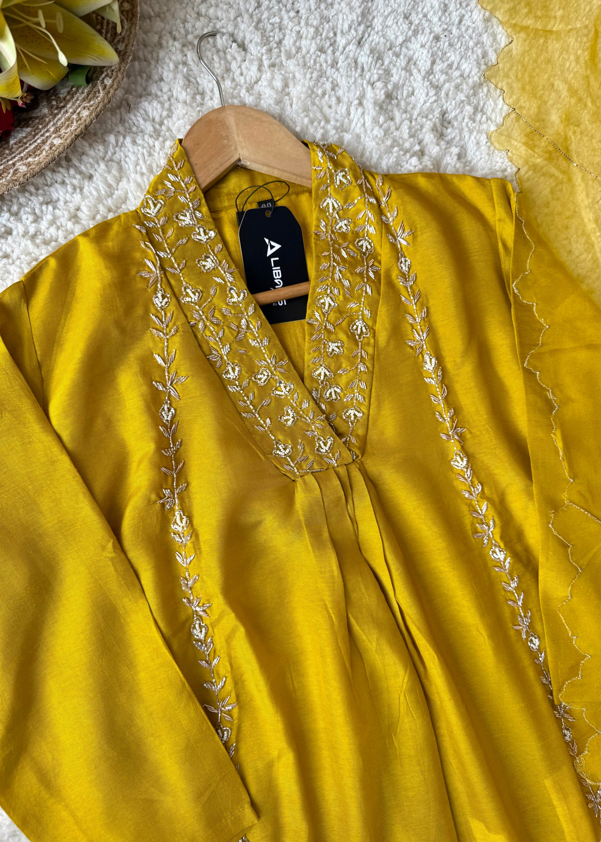 “Eira” Heavy handwork Dola silk A line kurti set 🛍️