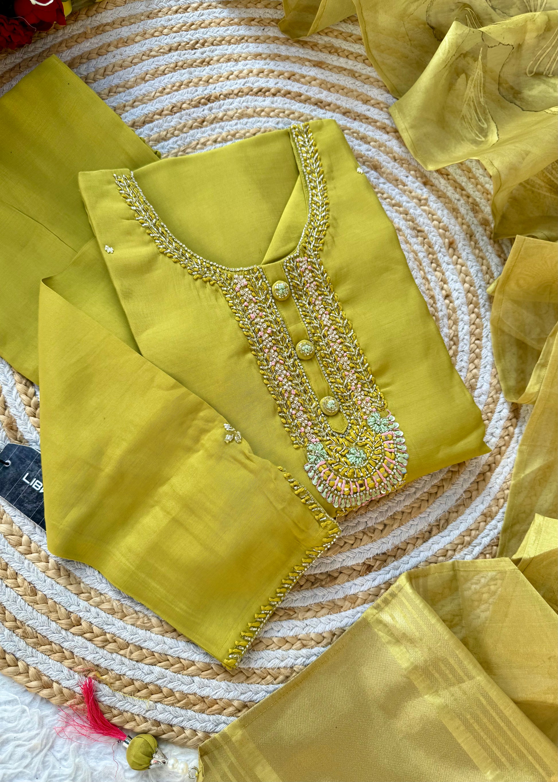 “NADIA” Premium roman silk handcrafted kurti set