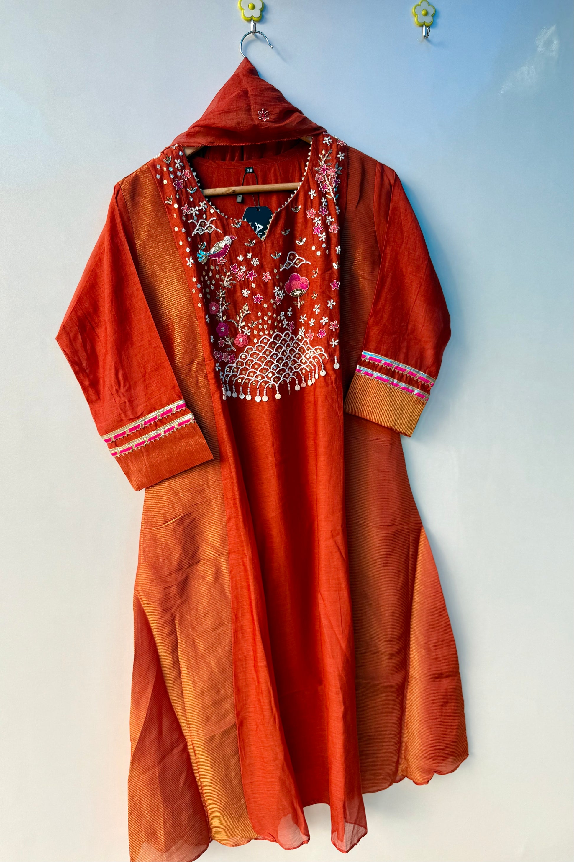“Ishani” Premium Mul Chanderi A line Anarkali Kurta Set