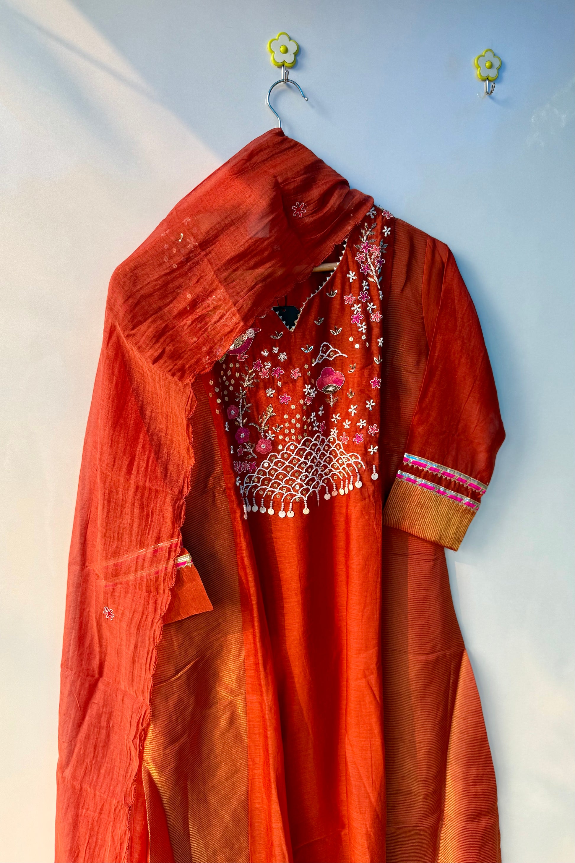 “Ishani” Premium Mul Chanderi A line Anarkali Kurta Set
