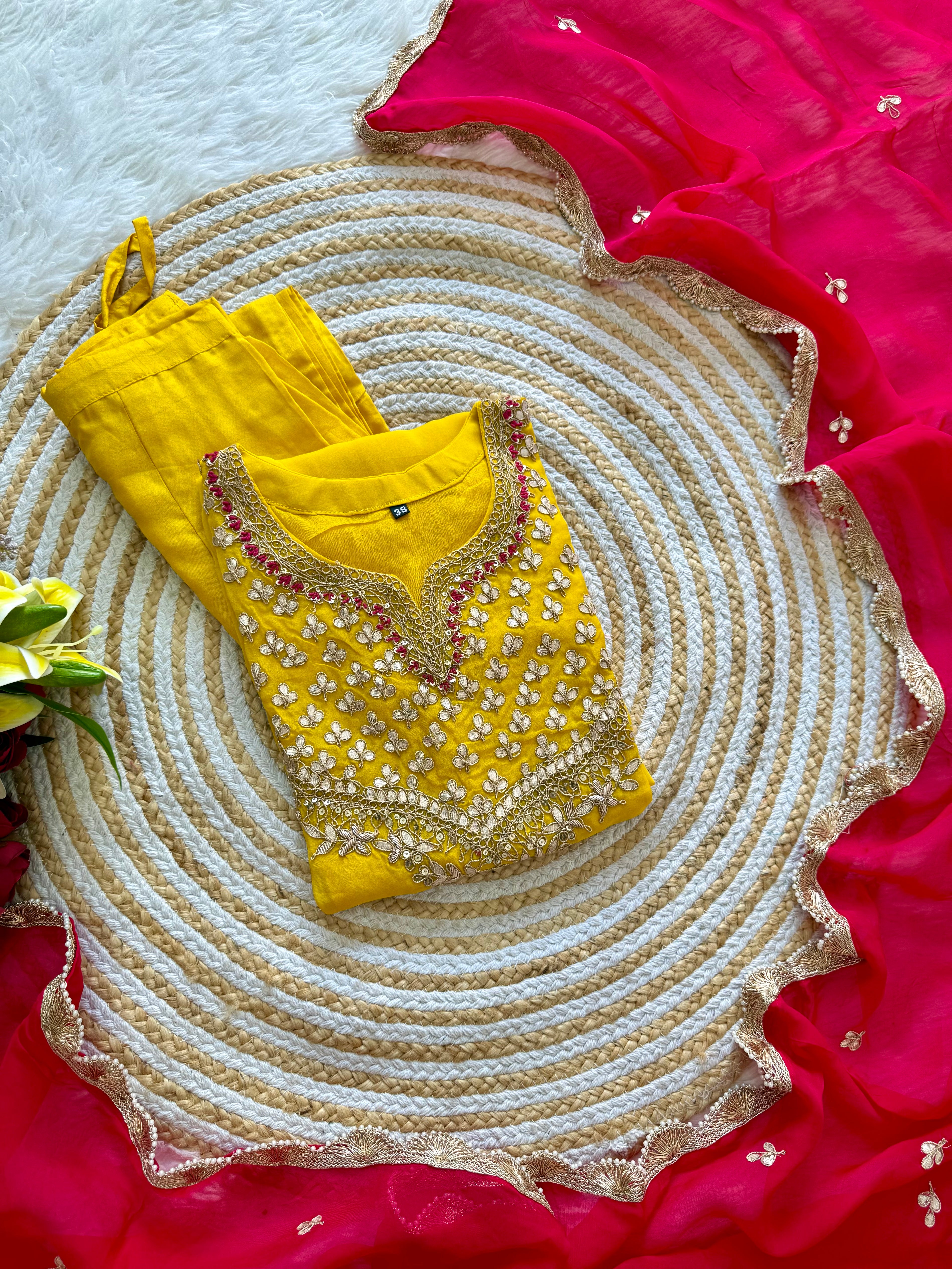 "SAHAL" Beautiful Gota Patti and sequence heavy work set