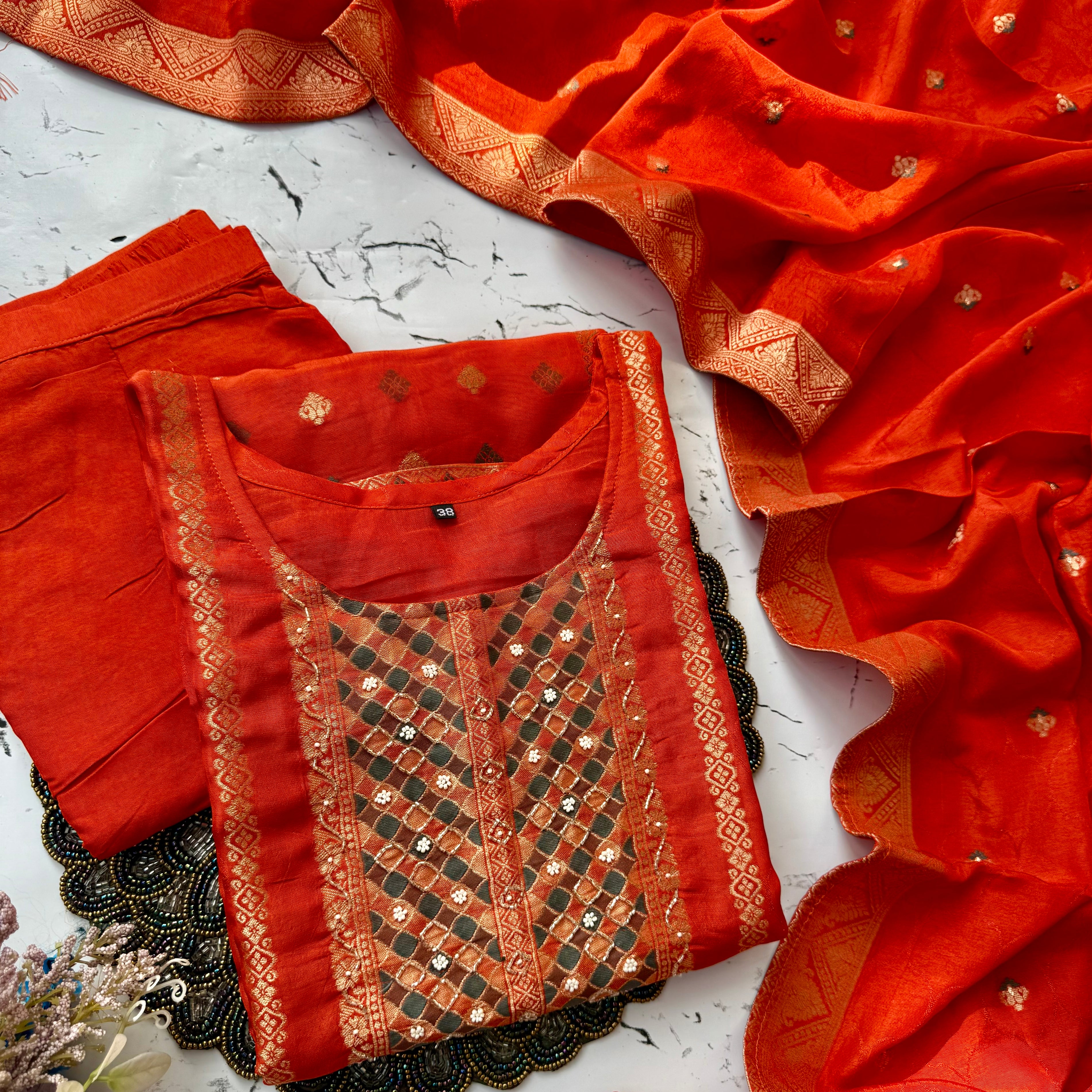 “Mona” Beautiful russian jacquard silk kurti pant with dupatta set 🛍️♥️
