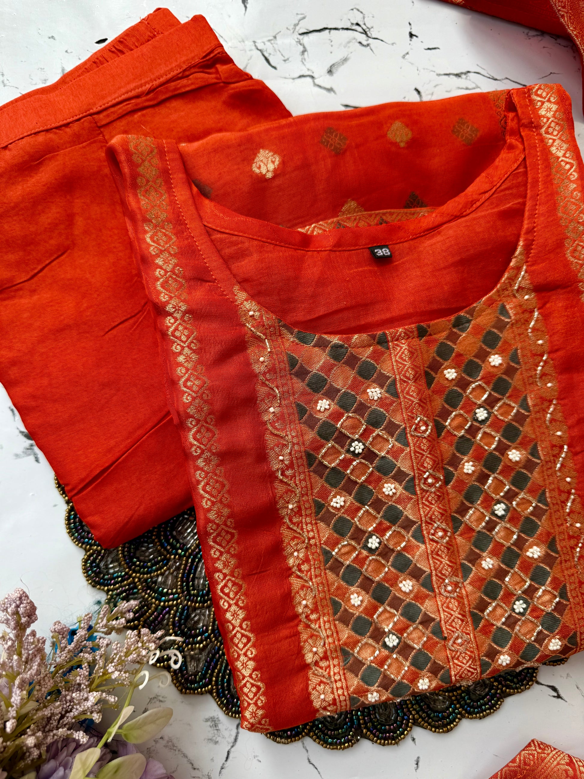 “Mona” Beautiful russian jacquard silk kurti pant with dupatta set 🛍️♥️