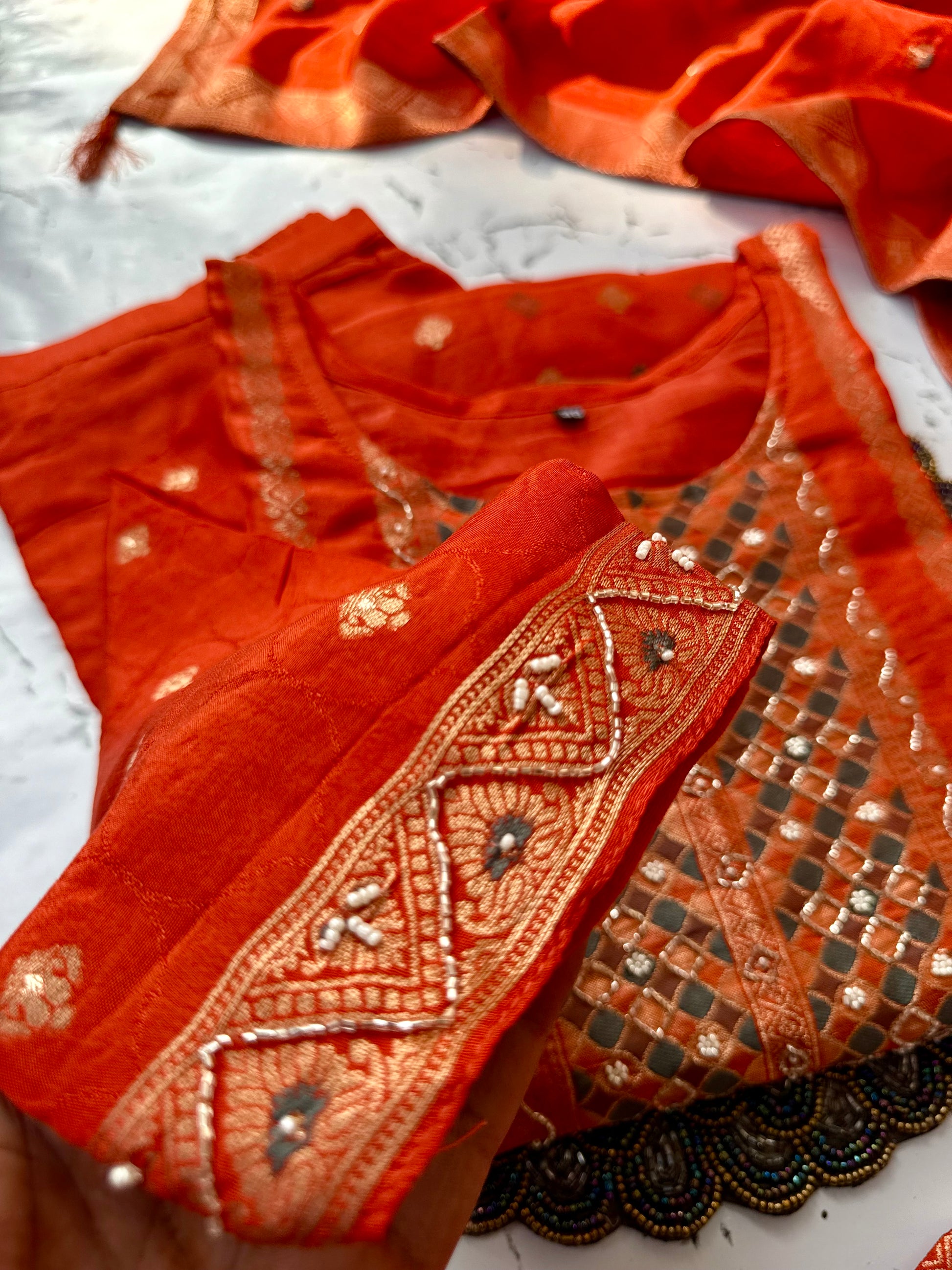 “Mona” Beautiful russian jacquard silk kurti pant with dupatta set 🛍️♥️