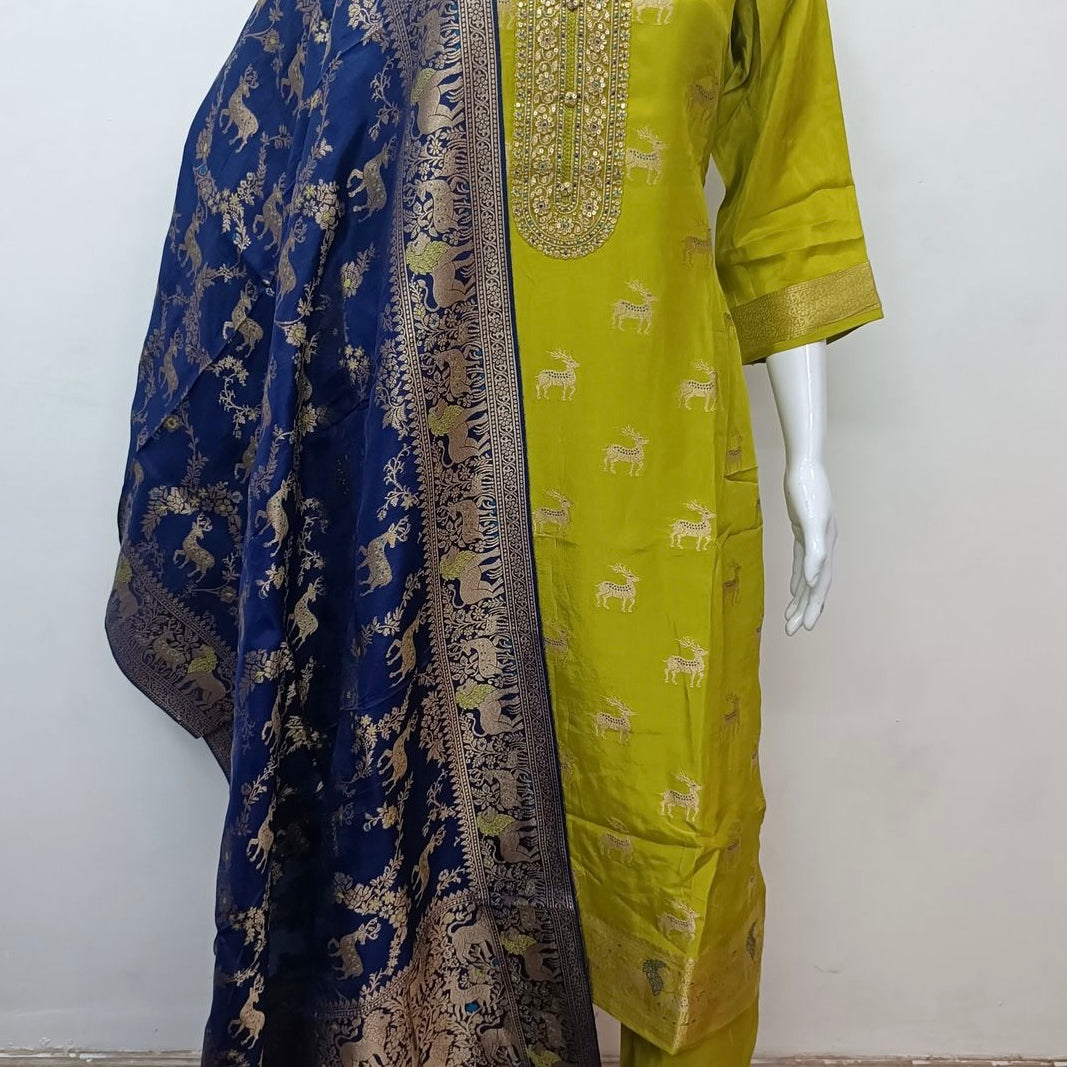 “AMRITA” Festive wear Jacquard silk kurta bottom with dupatta set