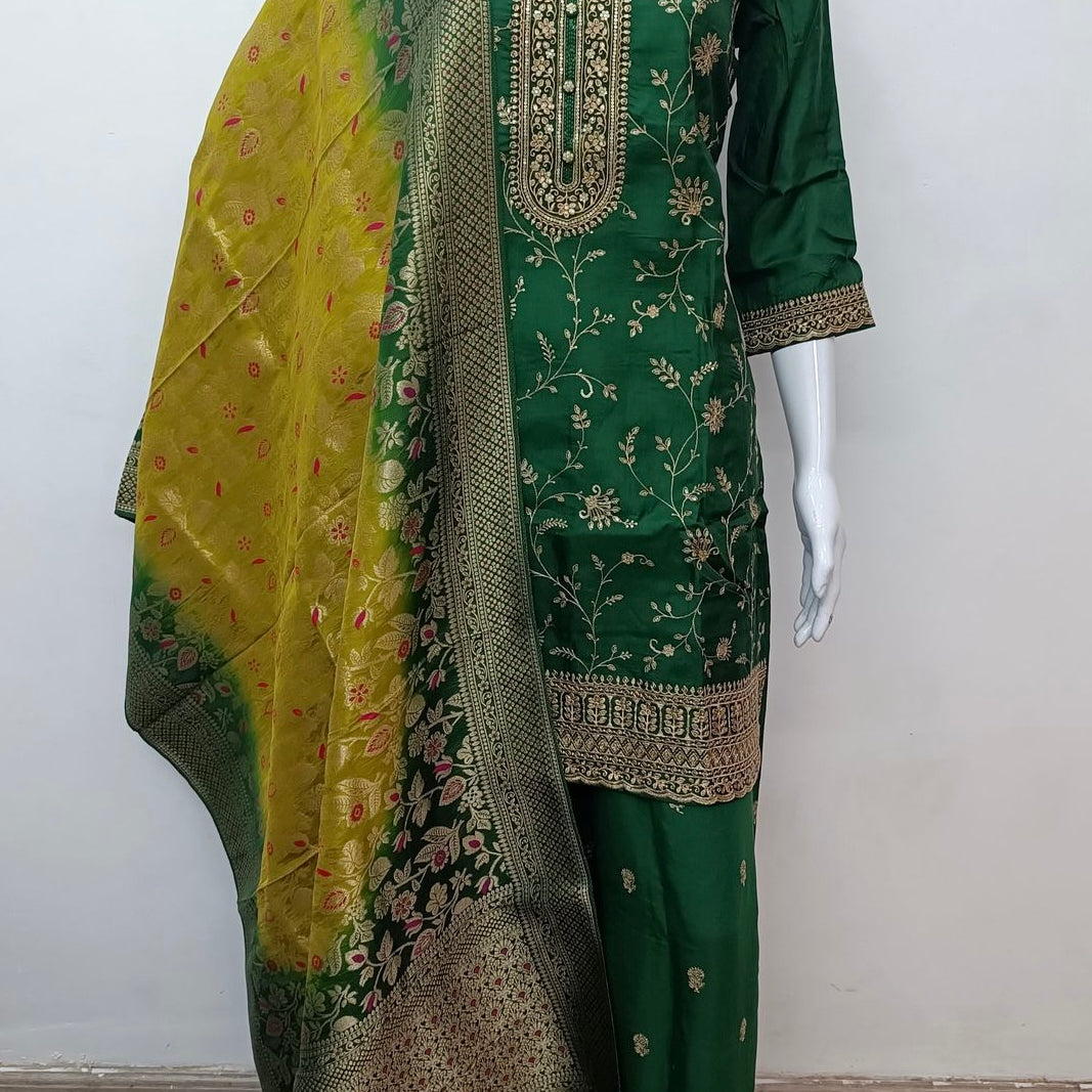 “AYAT” Festive wear Jacquard silk kurta palazzo set