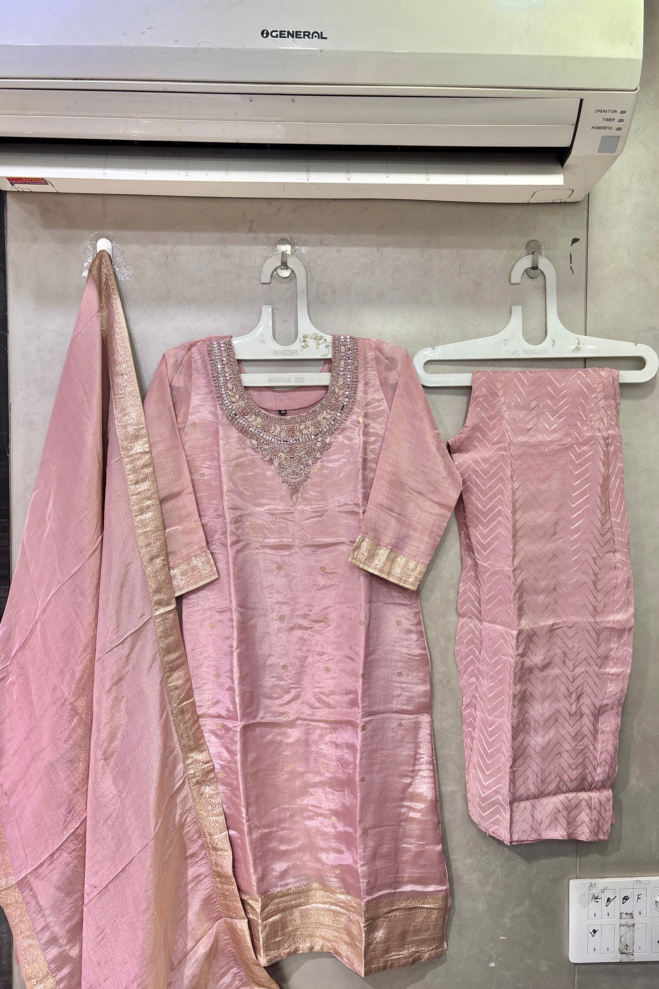 “IRYA” Party wear handcrafted tissue silk kurti set