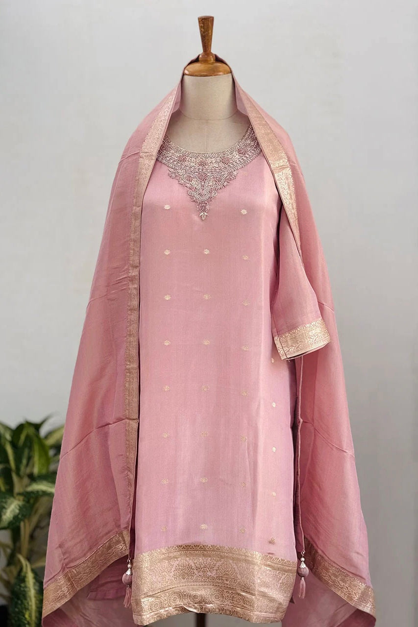“IRYA” Party wear handcrafted tissue silk kurti set