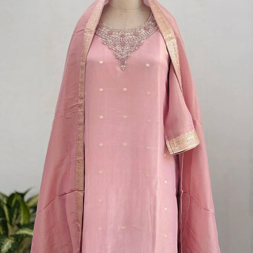 “IRYA” Party wear handcrafted tissue silk kurti set